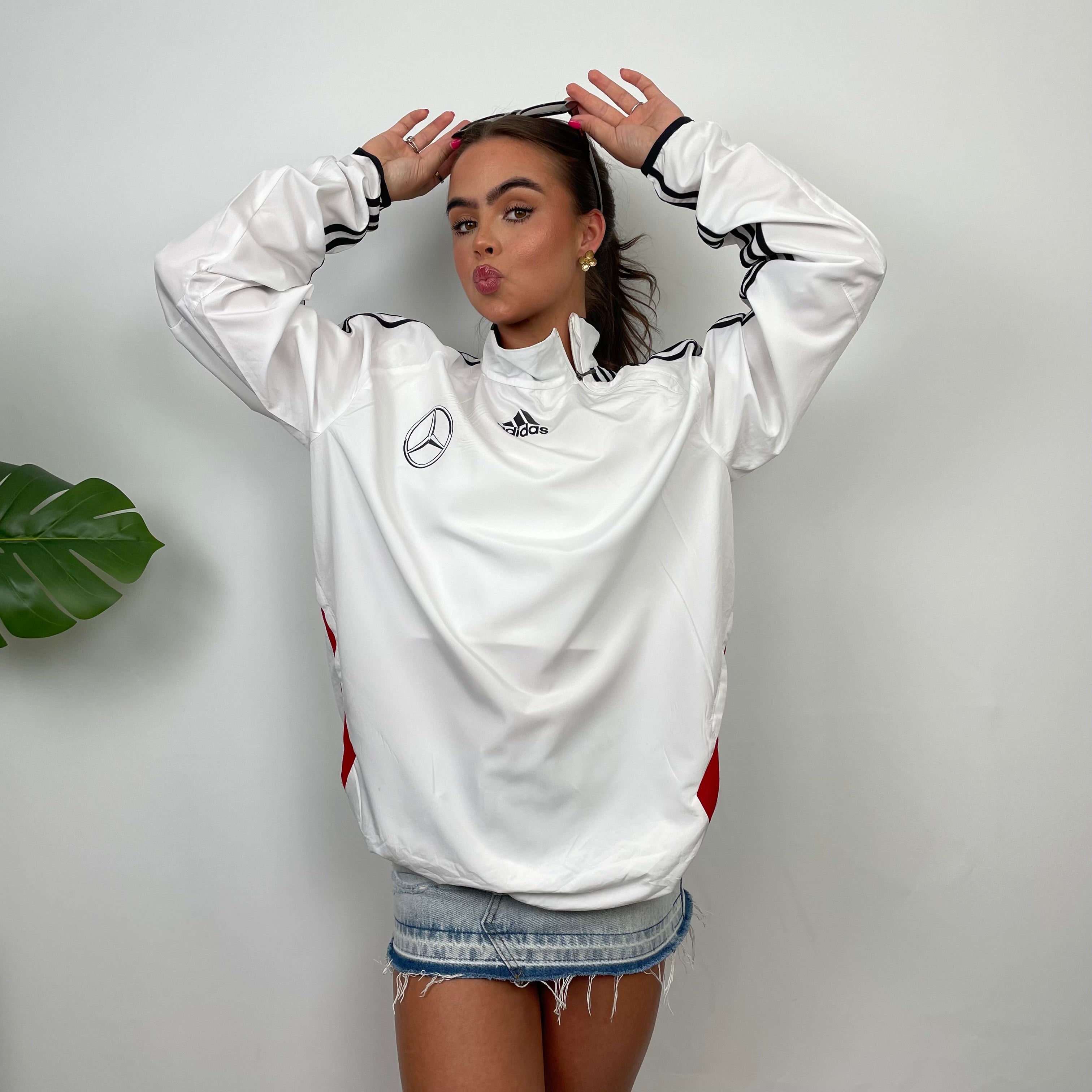 Adidas x Mercedes Benz Embroidered Spell Out Pullover Windbreaker Jacket (XL)