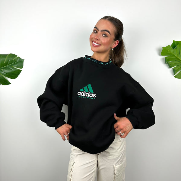 Adidas Equipment Black Embroidered Spell Out Sweatshirt (L)