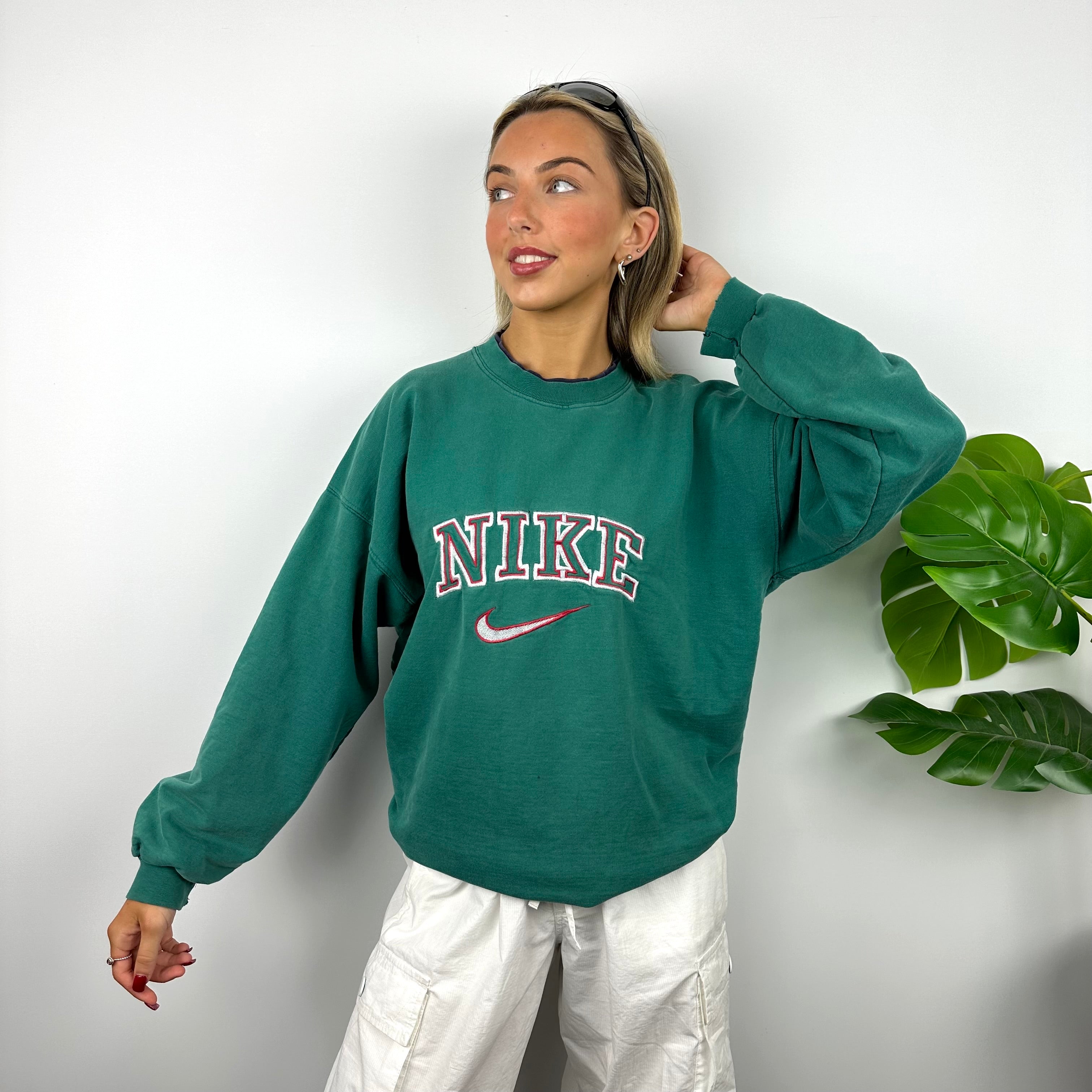 Nike Green Embroidered Spell Out Sweatshirt (L)