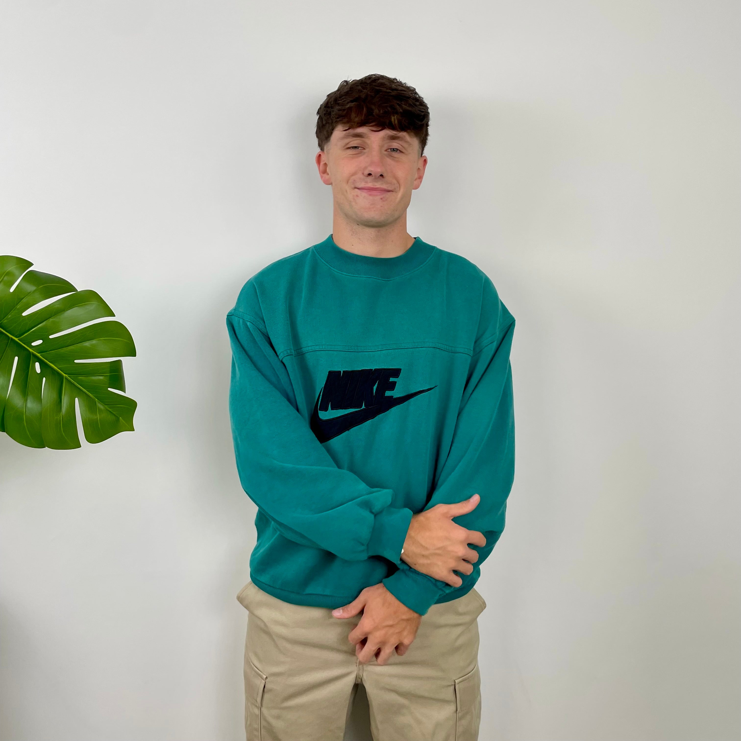 Nike Green Embroidered Spell Out Sweatshirt (M)