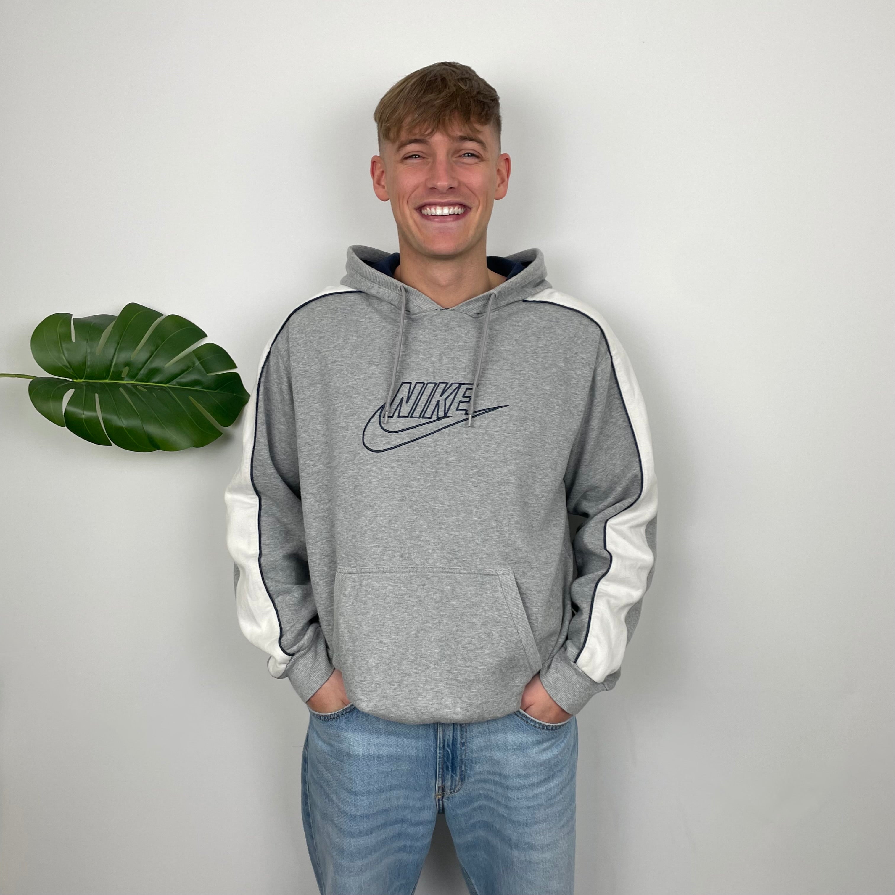 Nike Grey Embroidered Spell Out Hoodie (L)