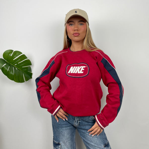 Nike Red Embroidered Spell Out Sweatshirt (S)