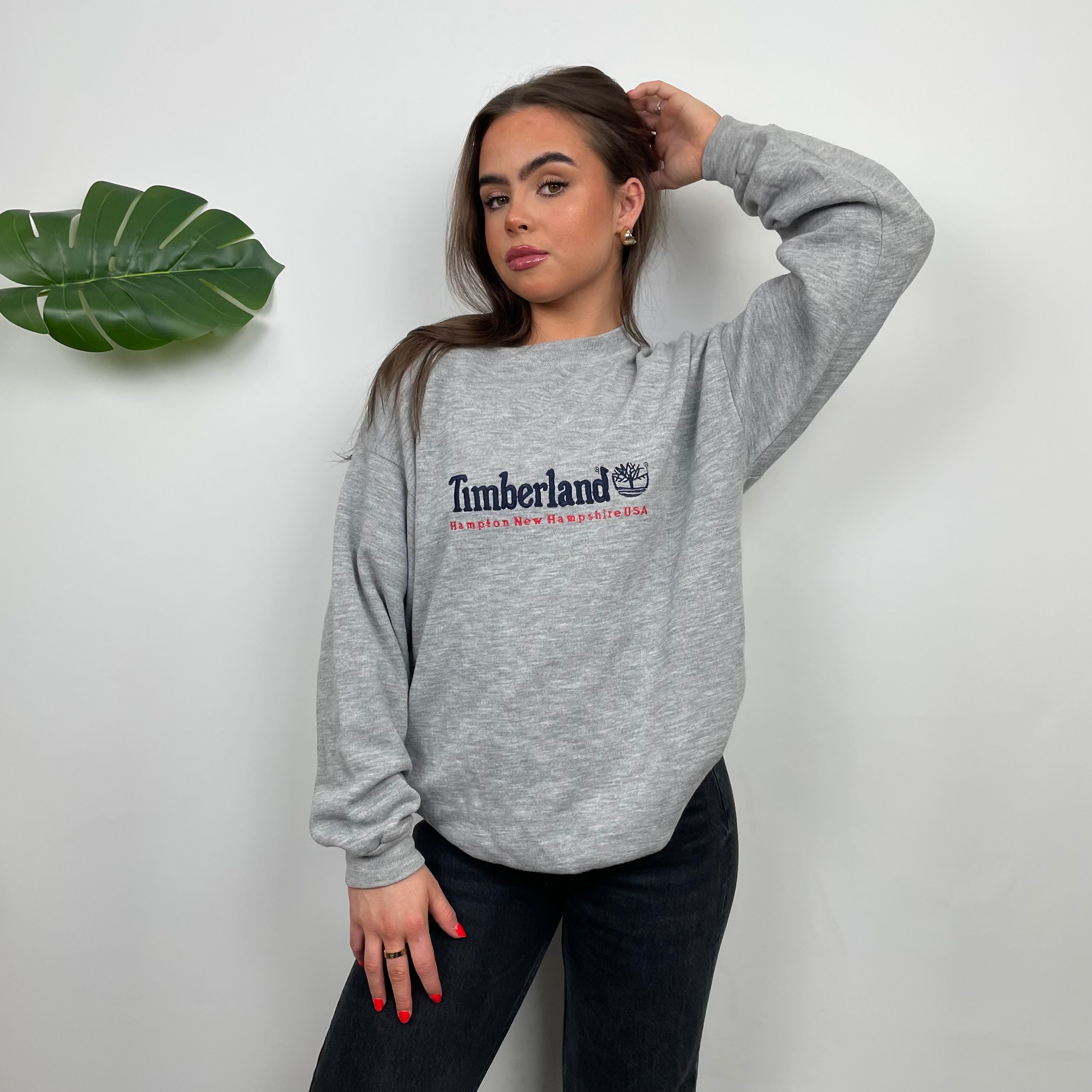 Timberland Grey Embroidered Spell Out Sweatshirt (M)