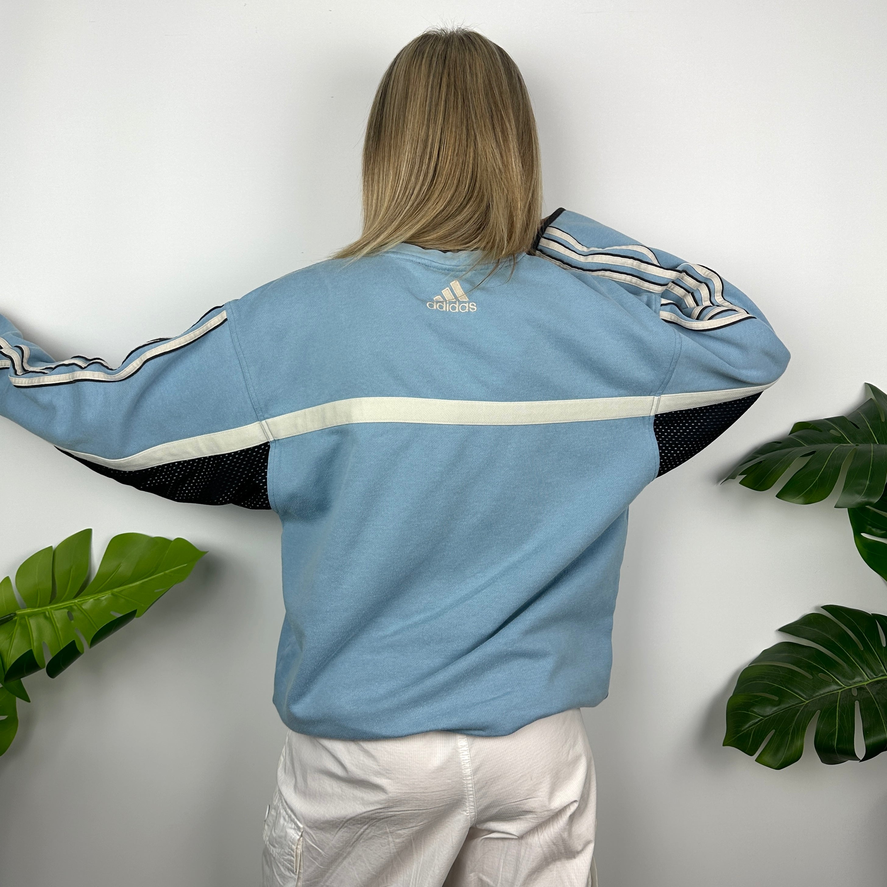 Adidas Baby Blue Embroidered Spell Out Sweatshirt (L)