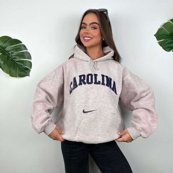 Nike x Carolina Grey Pink Embroidered Spell Out Hoodie (M)