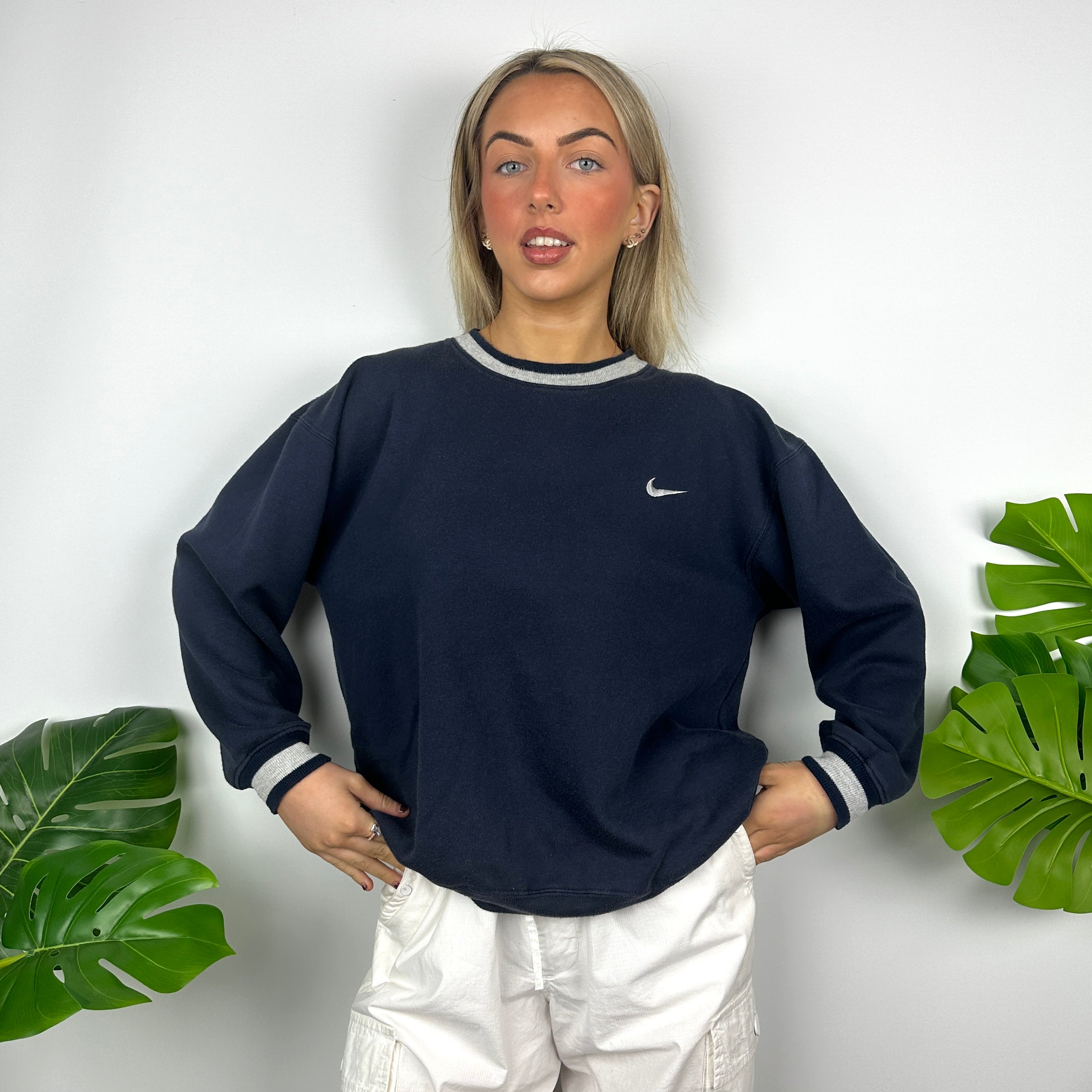 Nike Navy Embroidered Swoosh Sweatshirt (S)