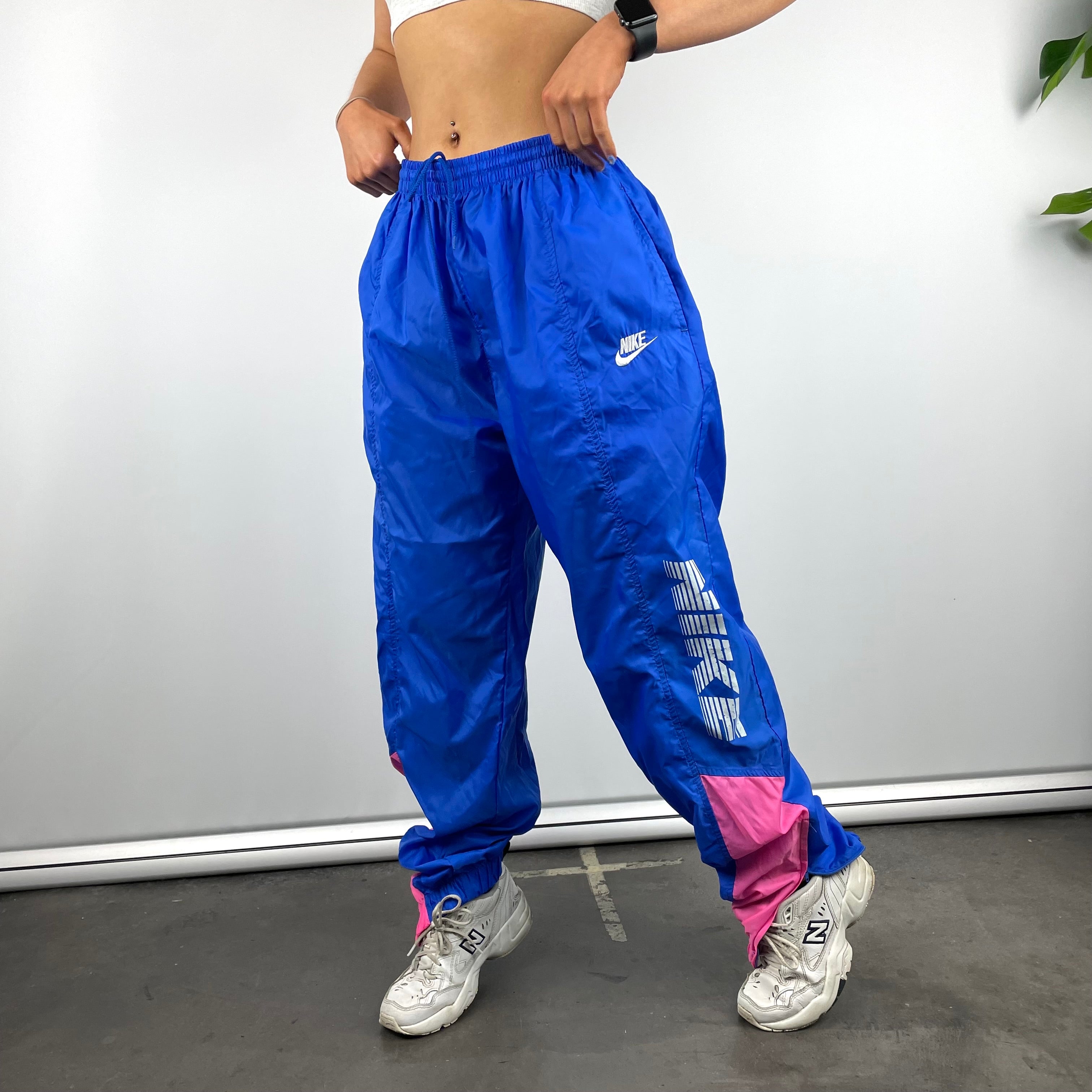 Nike Blue Embroidered Spell Out Track Pants (L)