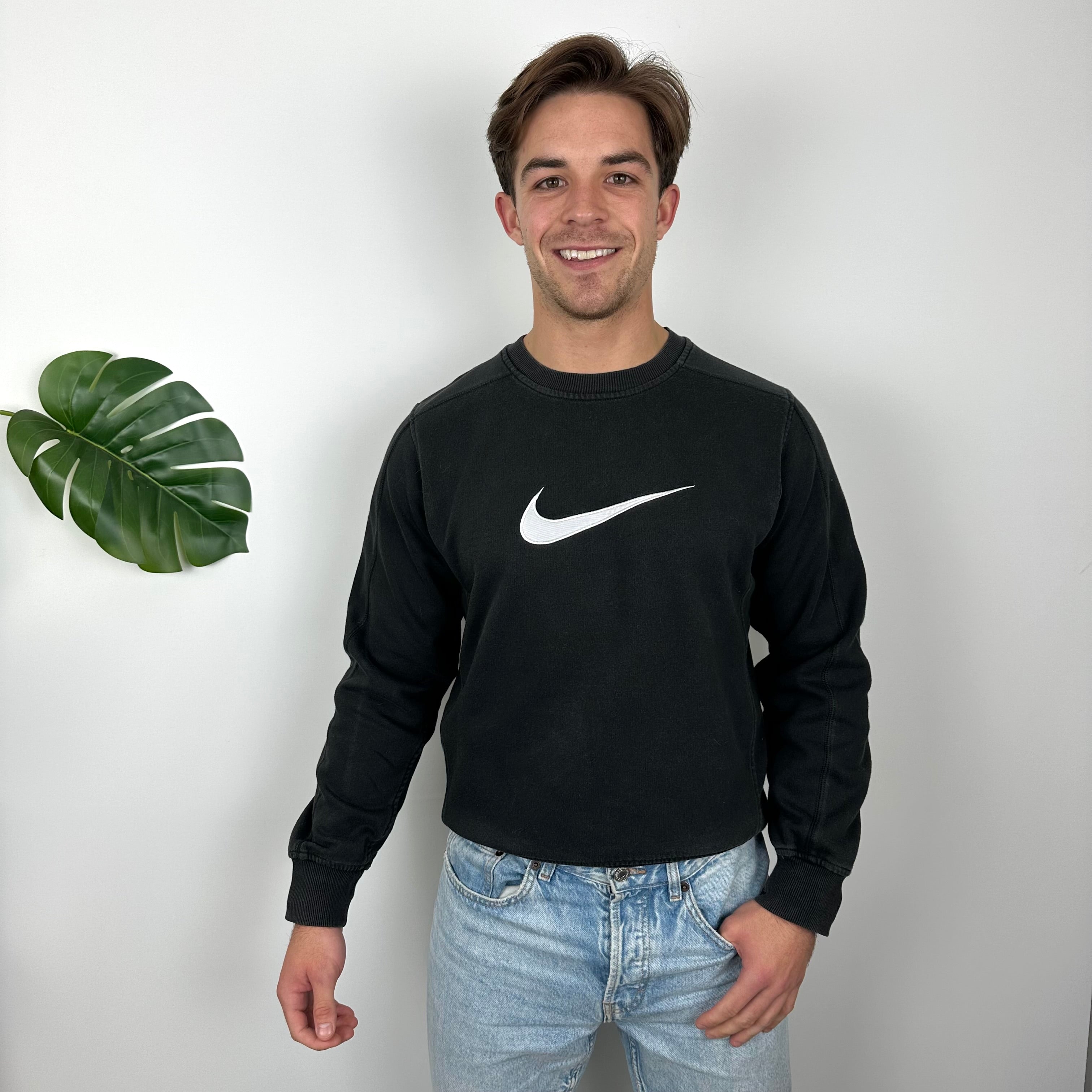 Nike Black Embroidered Swoosh Sweatshirt (S)