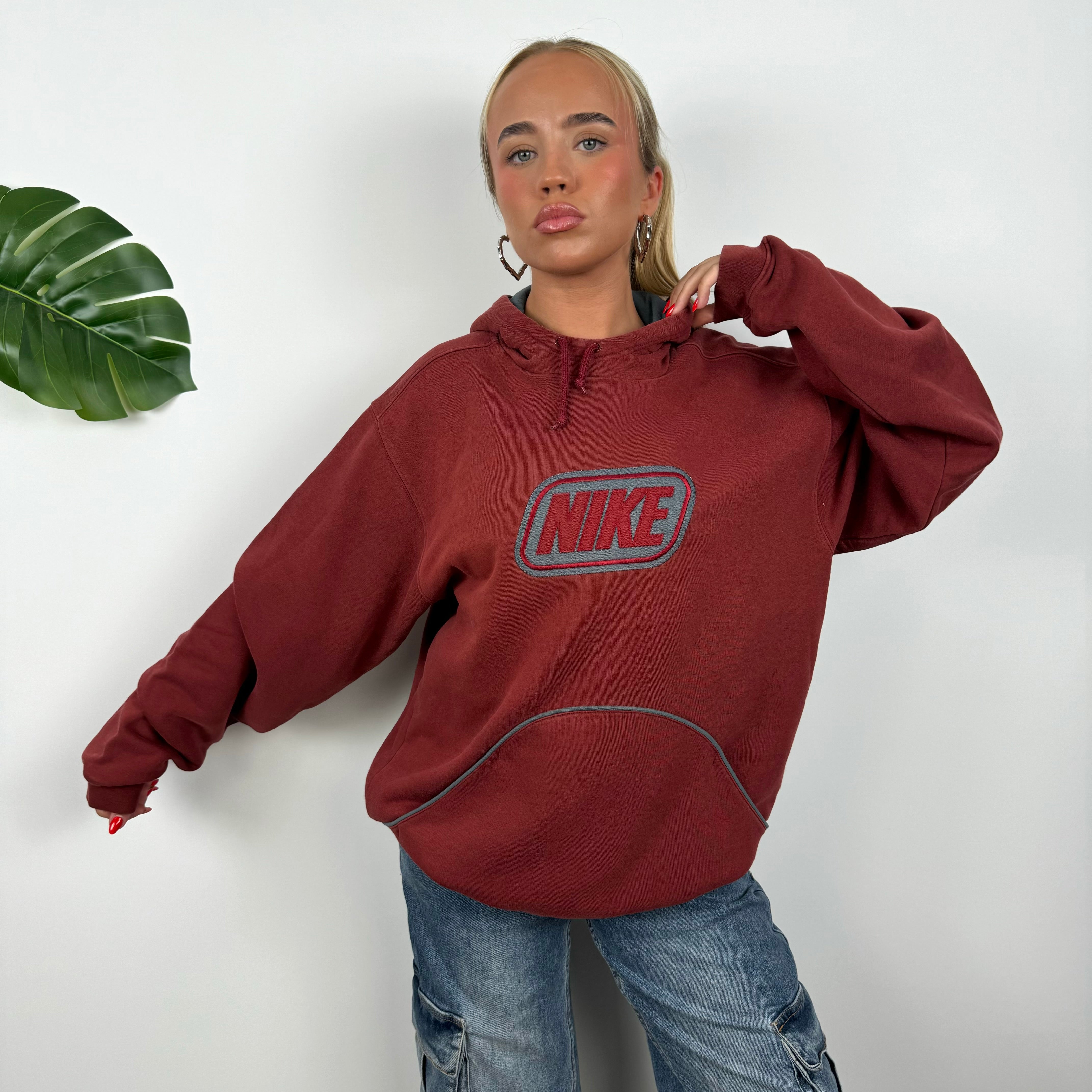 Nike Red Embroidered Spell Out Hoodie (M)