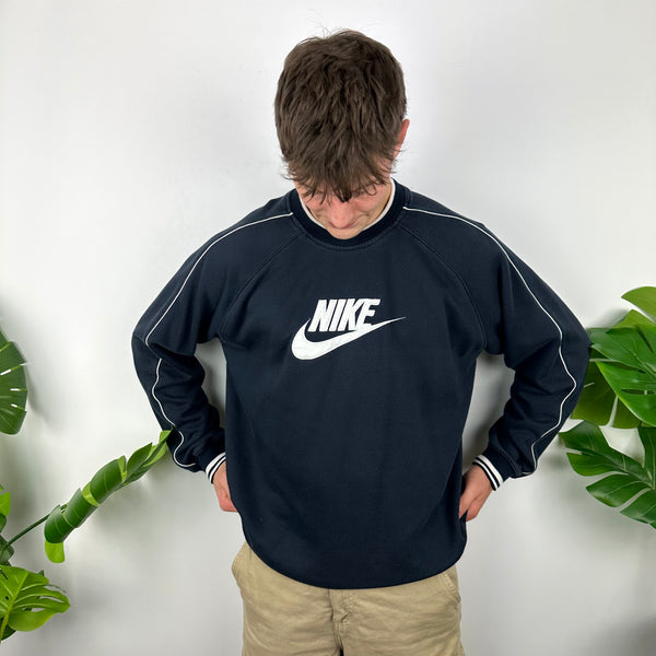 Nike Navy Embroidered Spell Out Sweatshirt (XL)