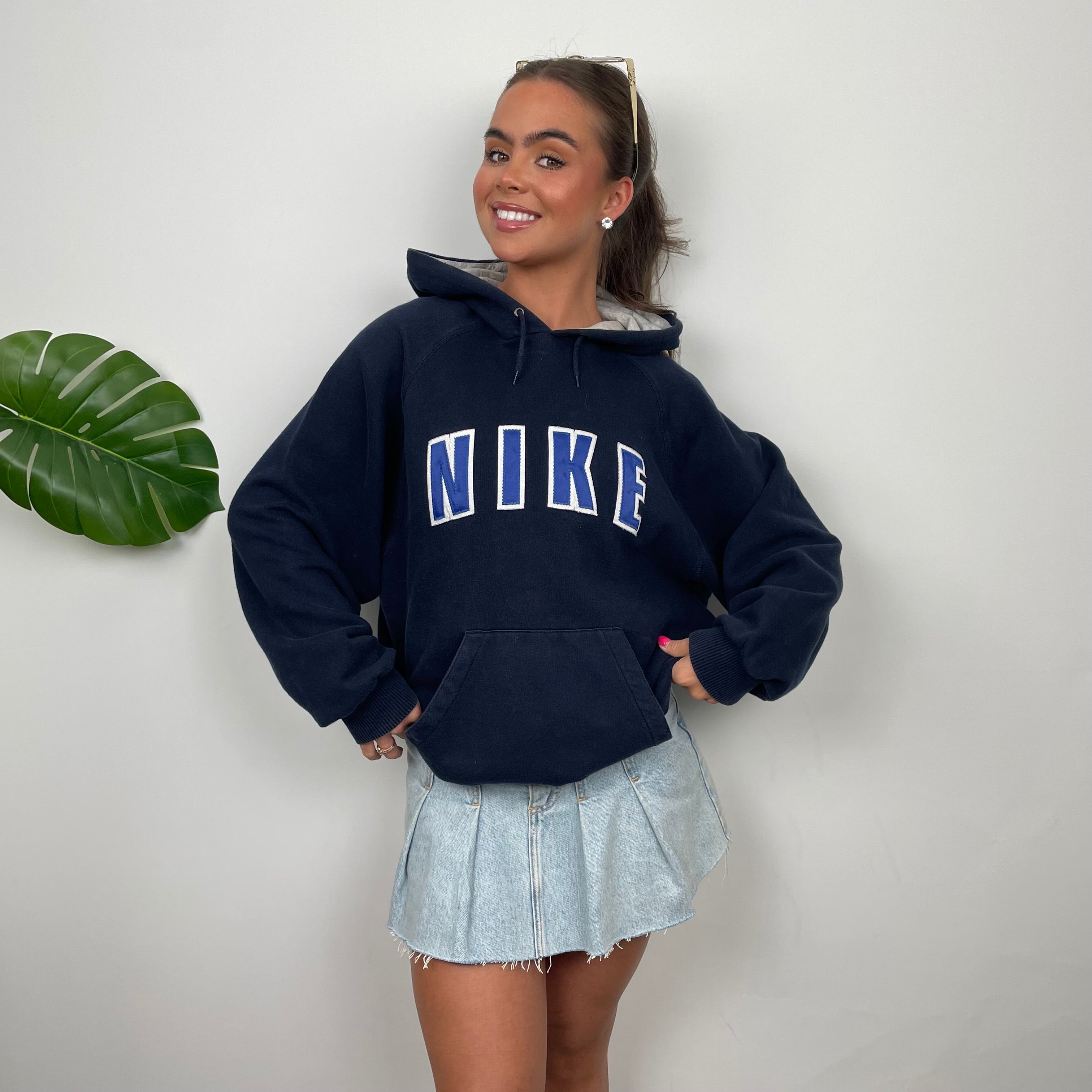 Nike Navy Embroidered Spell Out Hoodie (S)