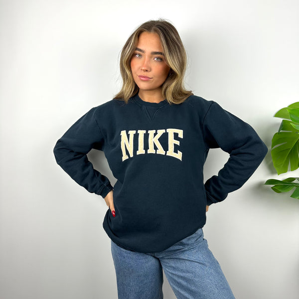 Nike Navy Embroidered Spell Out Sweatshirt (M)