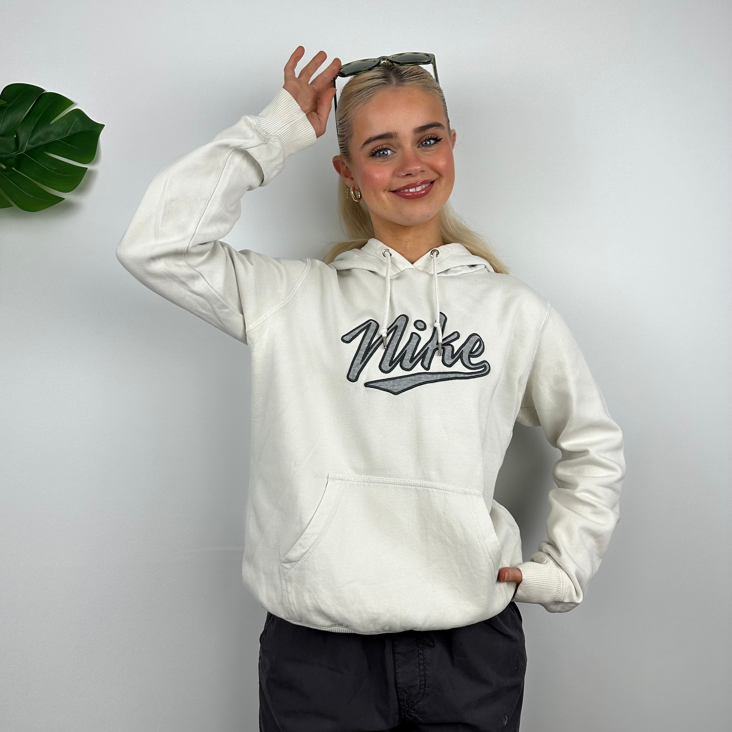 Nike White Embroidered Spell Out Hoodie (M)