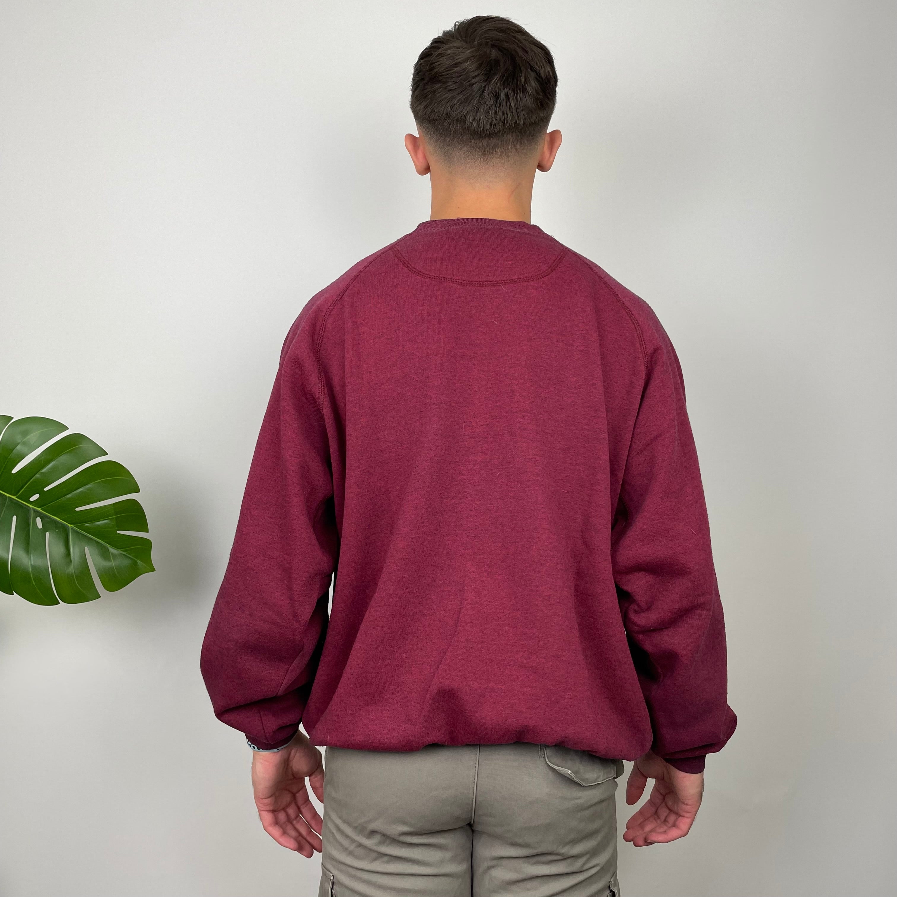 Adidas Maroon Embroidered Spell Out Sweatshirt (L)