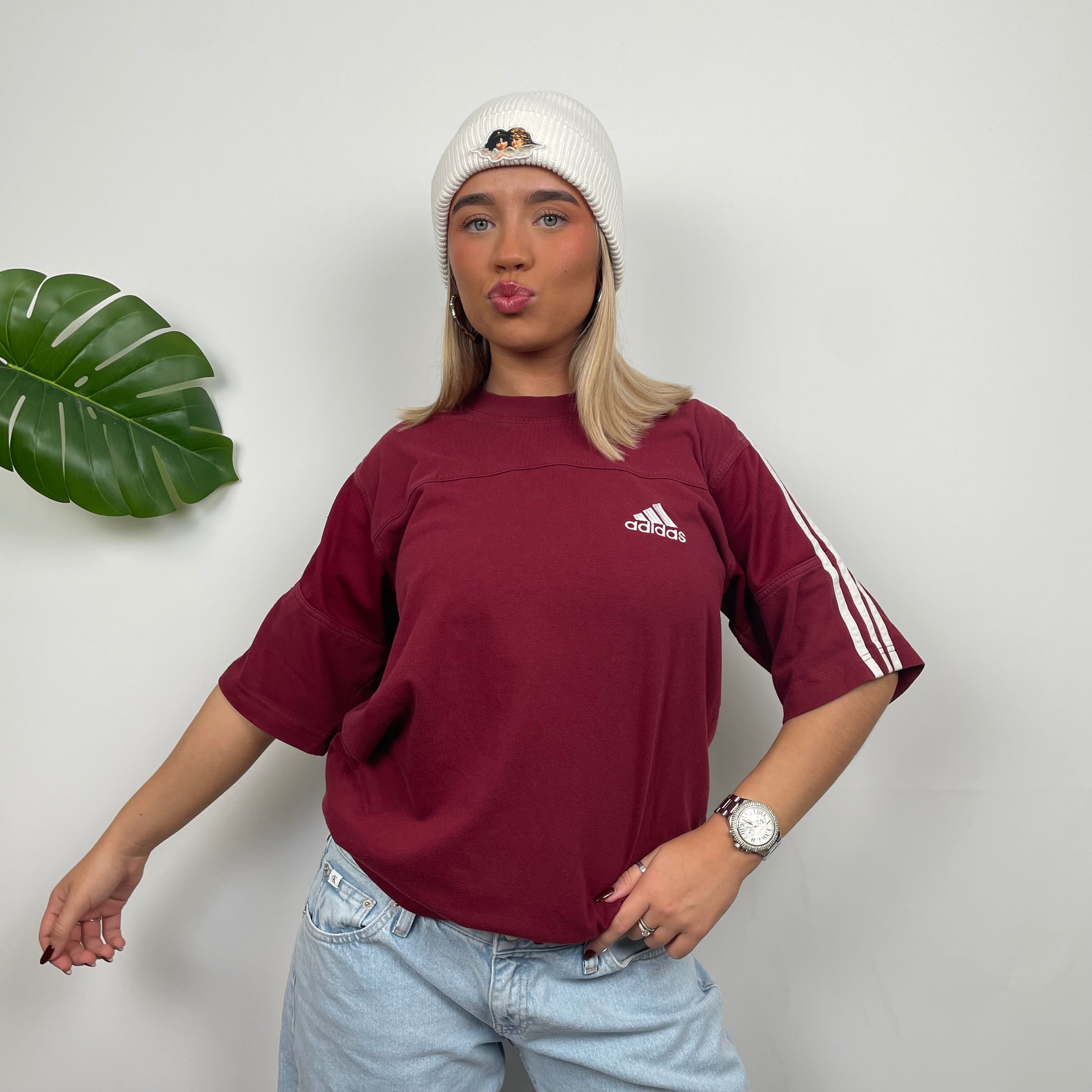 Adidas RARE Maroon Spell Out T Shirt (M)