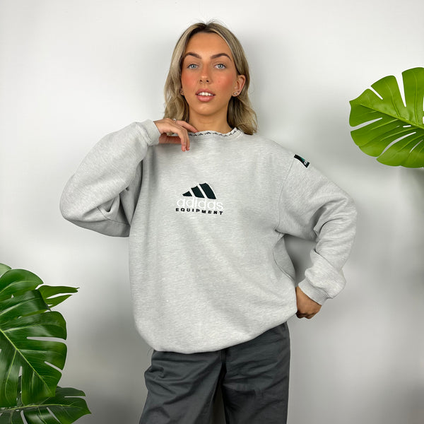 Adidas Equipment RARE Grey Embroidered Spell Out Sweatshirt (L)
