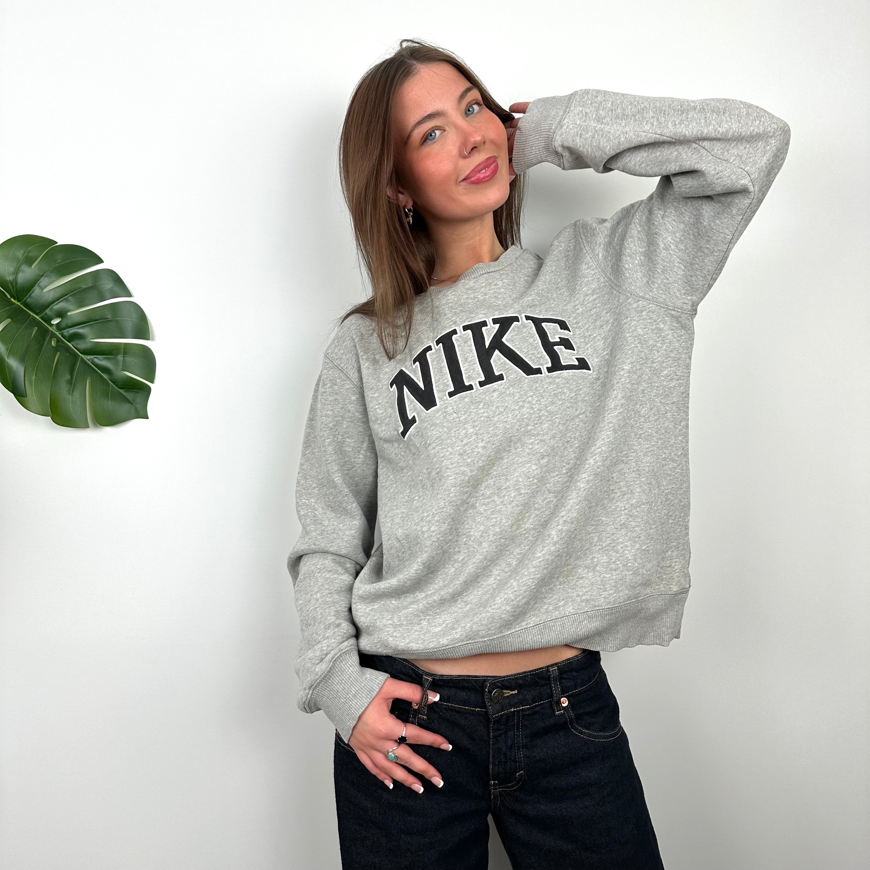 Nike Grey Embroidered Spell Out Sweatshirt (M)