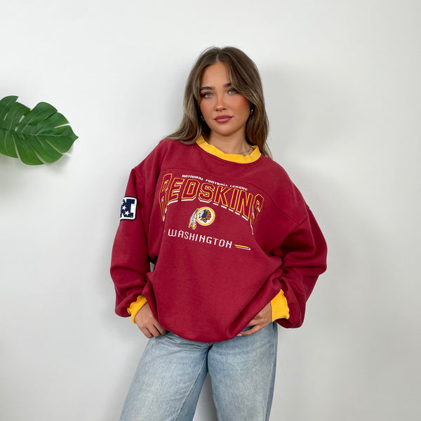 NFL Washington Redskins Red Embroidered Spell Out Sweatshirt (M)