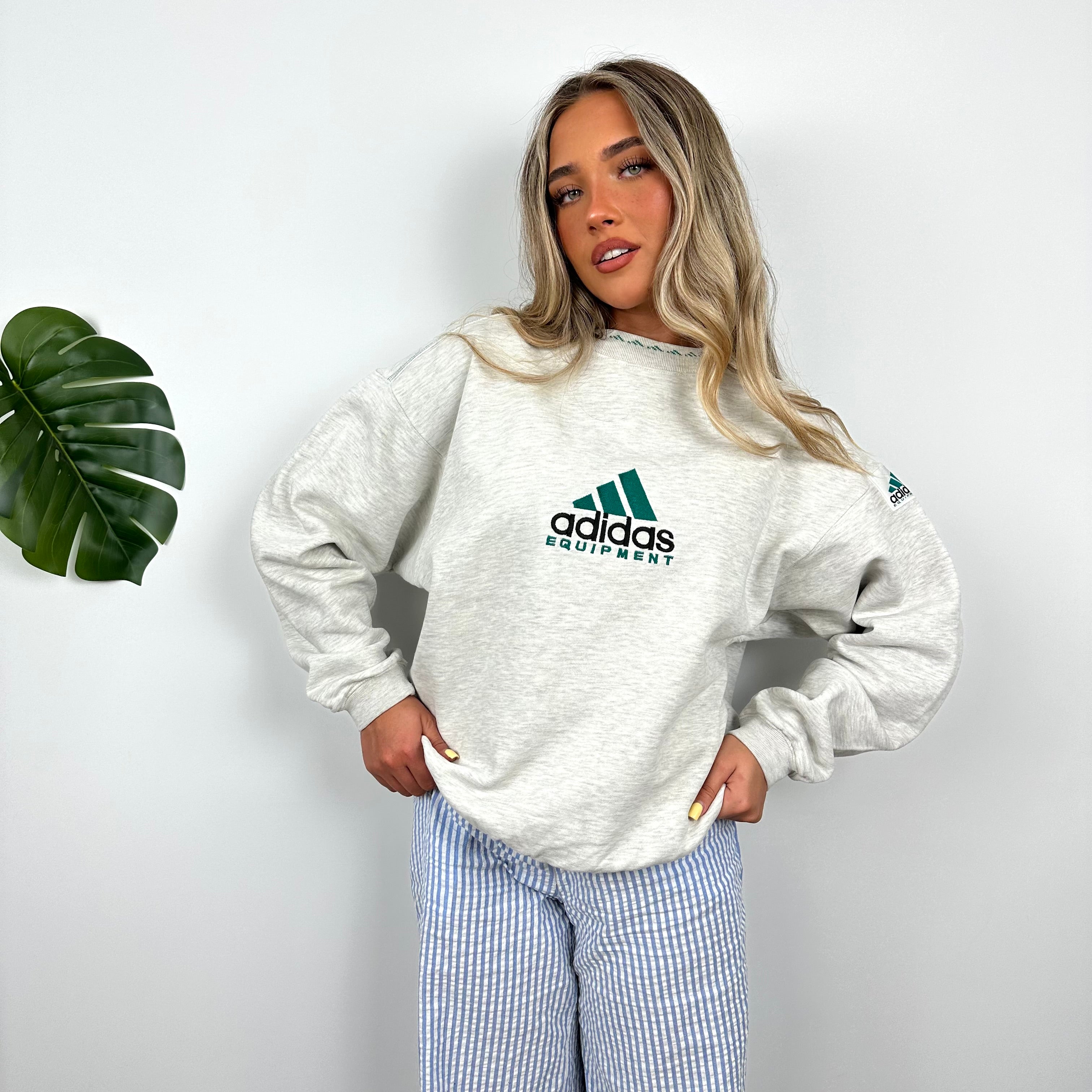 Adidas Equipment Grey Embroidered Spell Out Sweatshirt (S)