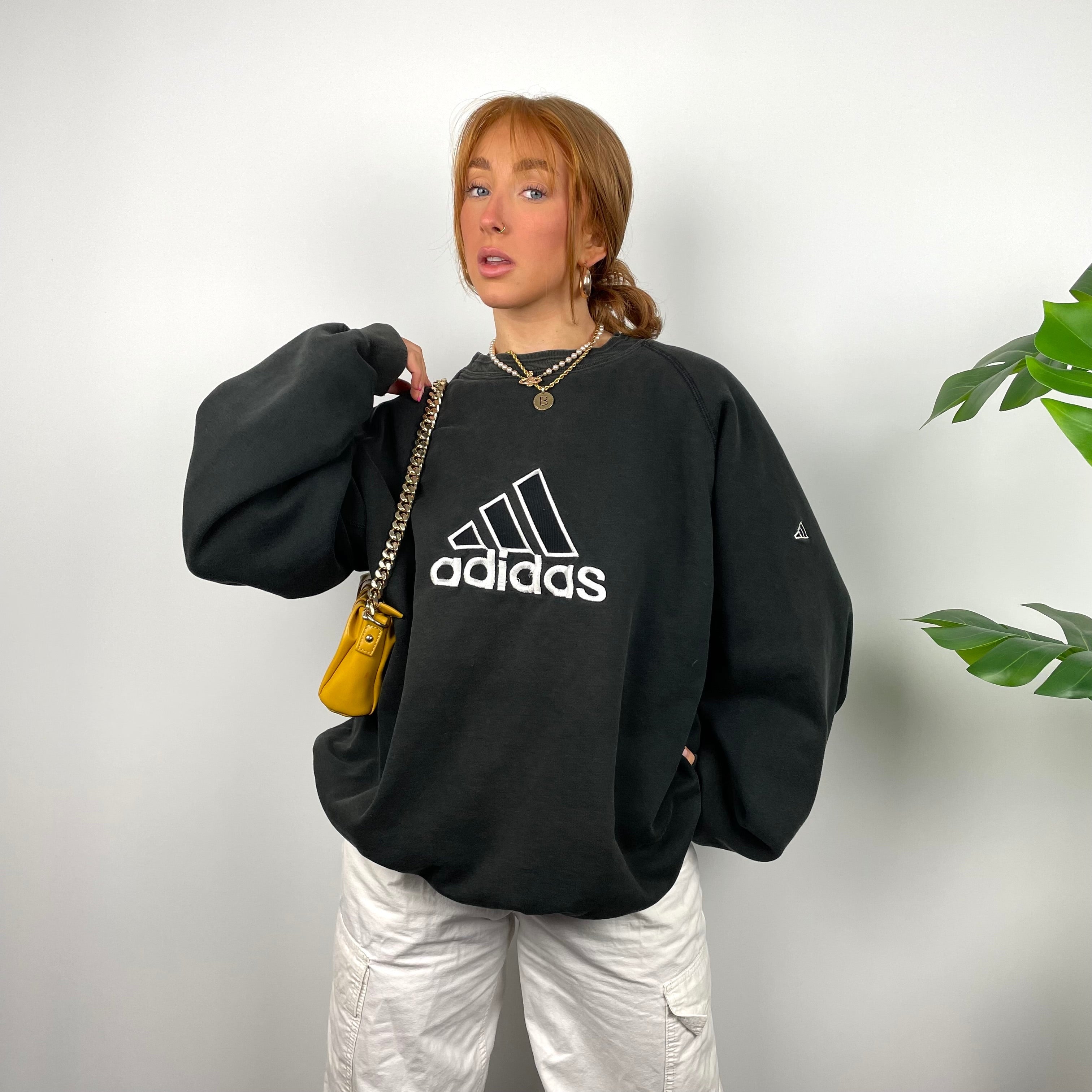 Adidas RARE Black Embroidered Spell Out Sweatshirt (L)