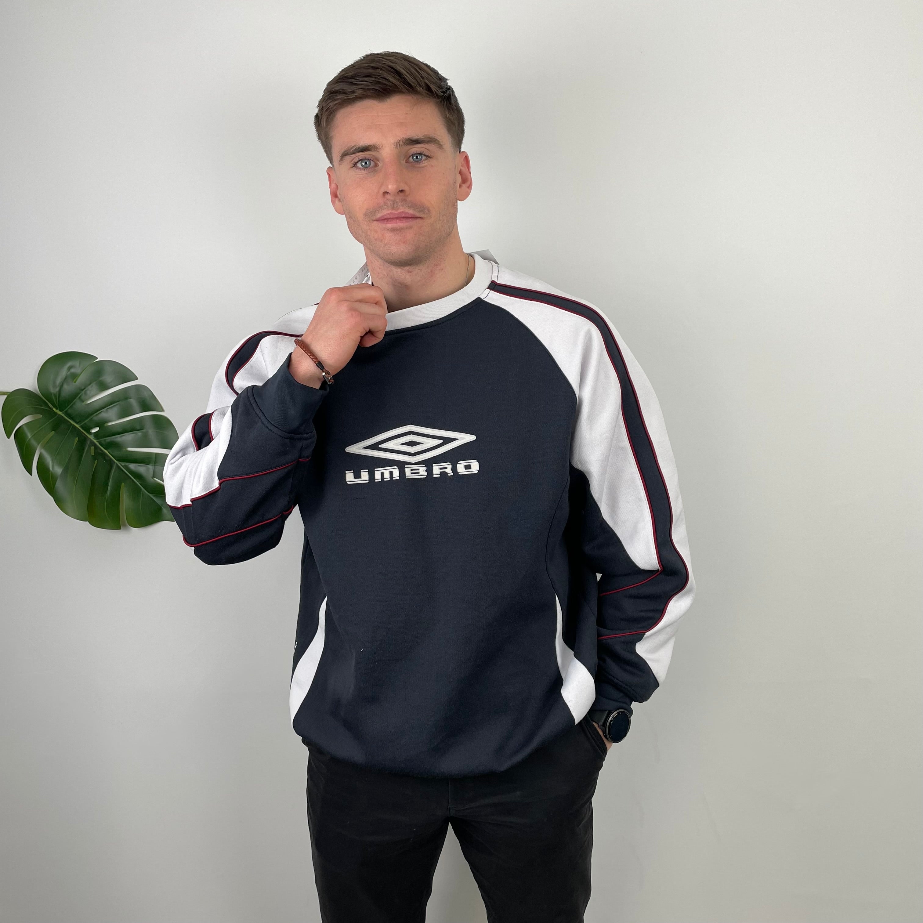 Umbro Navy Embroidered Spell Out Sweatshirt (L)