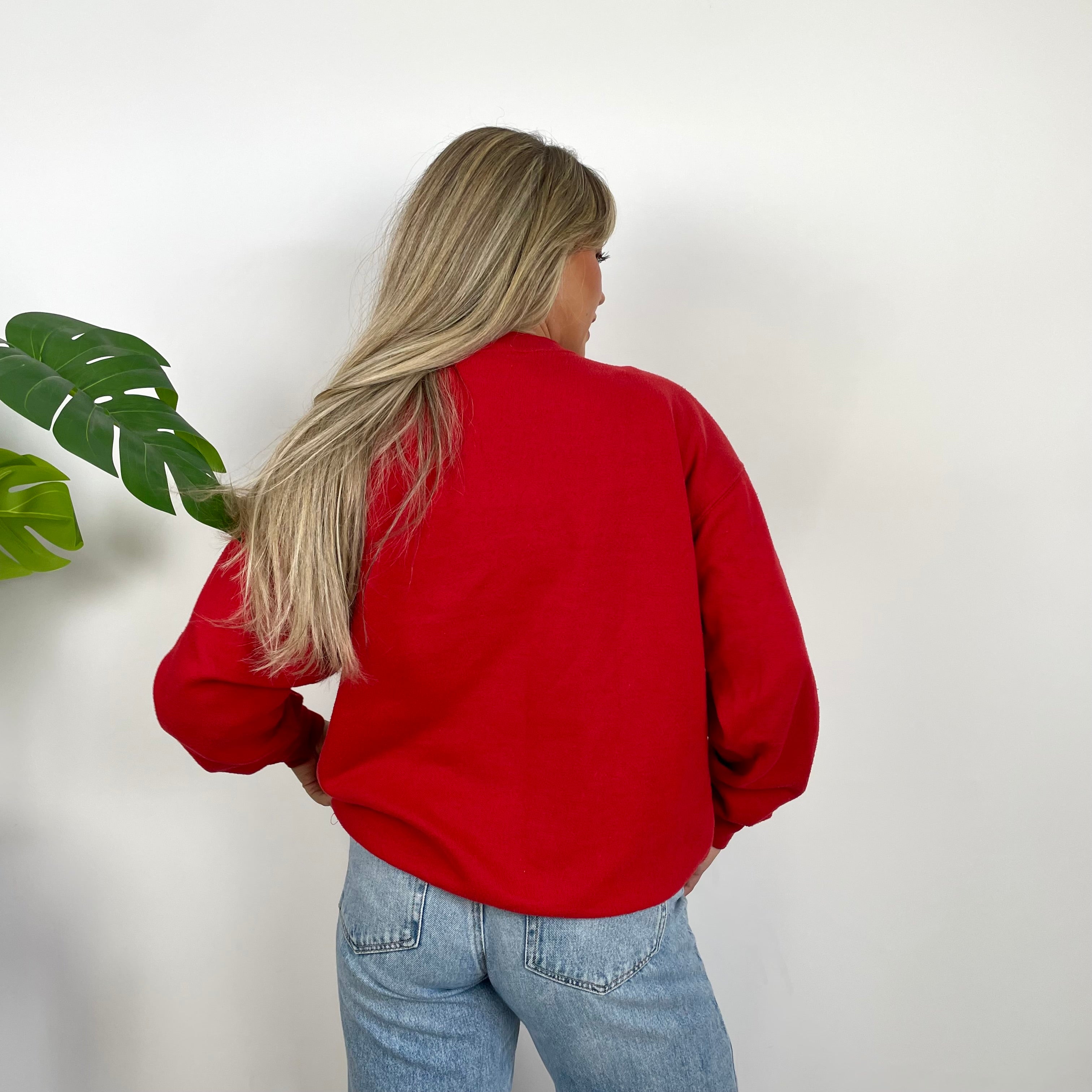 Timberland Red Embroidered Spell Out Sweatshirt (M)