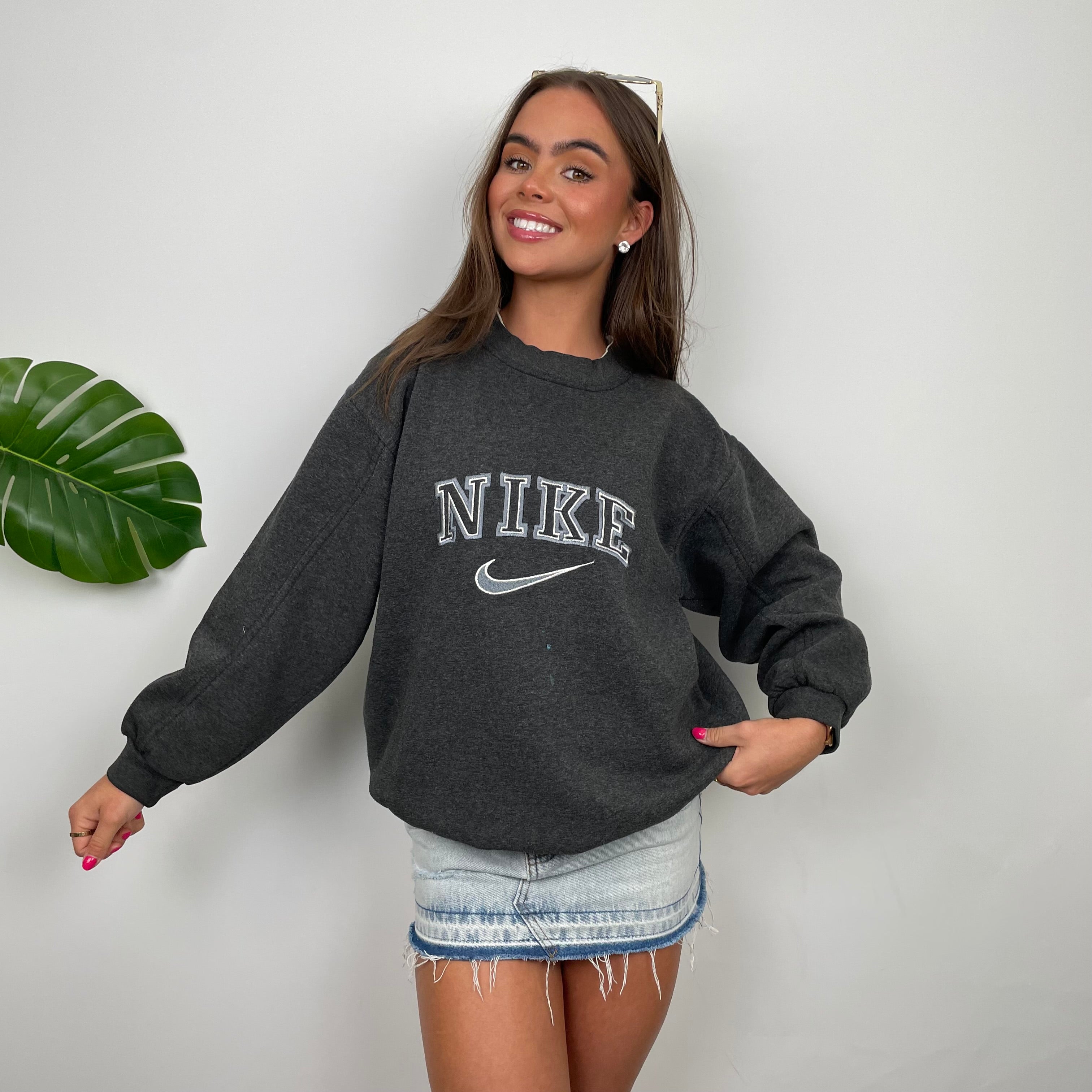 Nike Grey Embroidered Spell Out Sweatshirt (S)