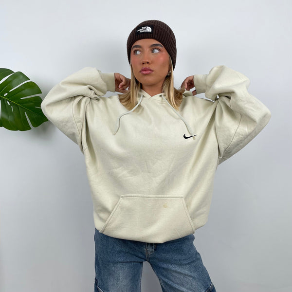 Nike RARE Cream Embroidered Swoosh Hoodie (XL)