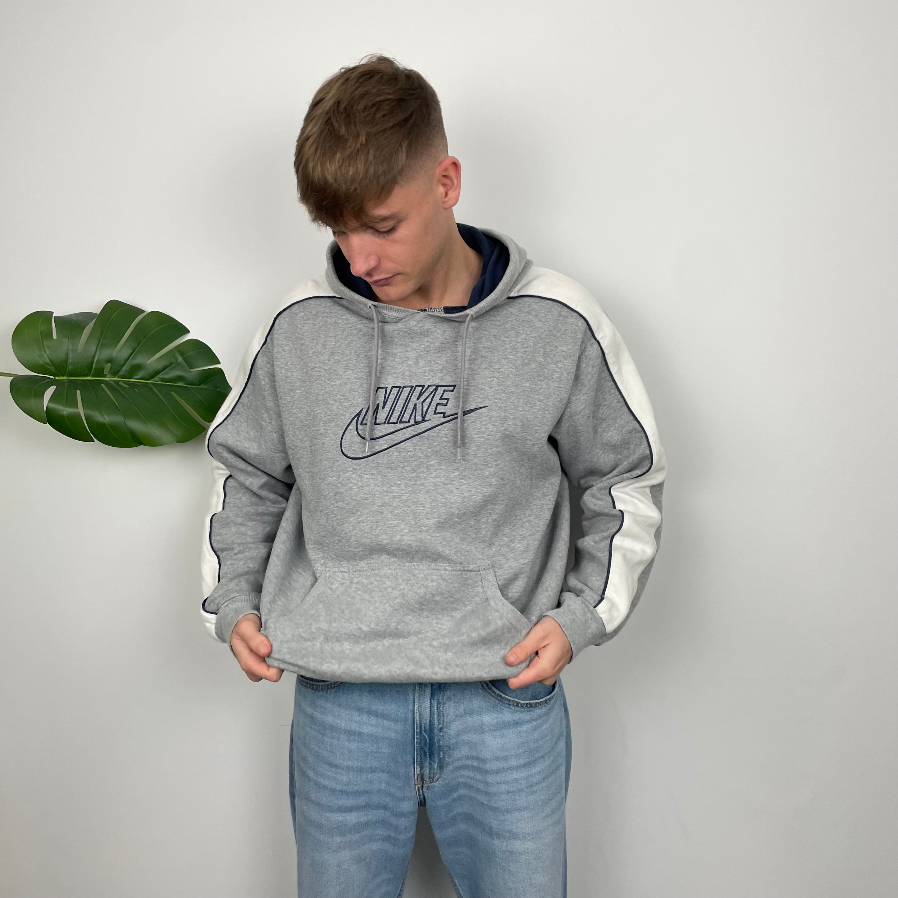 Nike Grey Embroidered Spell Out Hoodie (L)