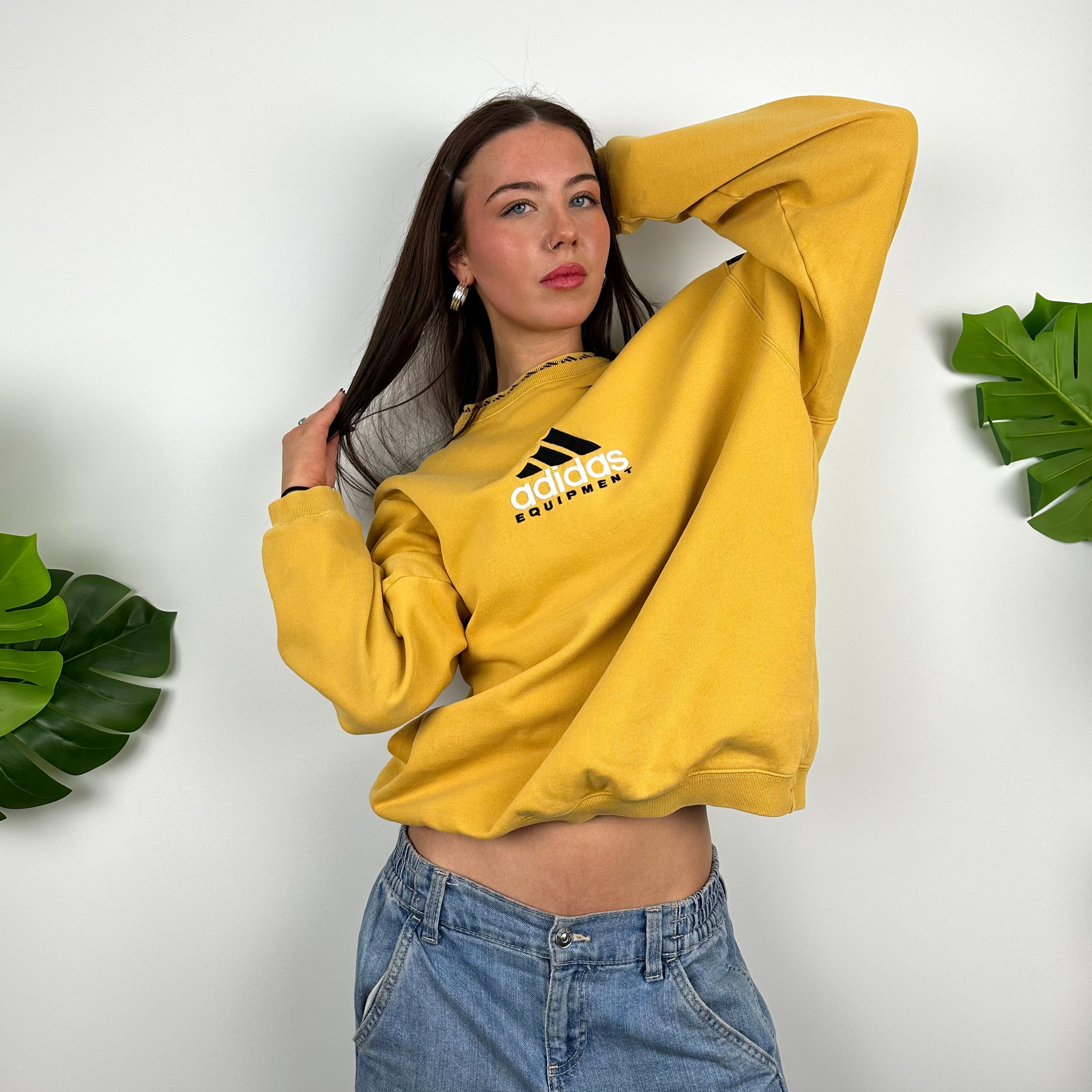 Adidas Equipment EQT RARE Yellow Embroidered Spell Out Sweatshirt (L)