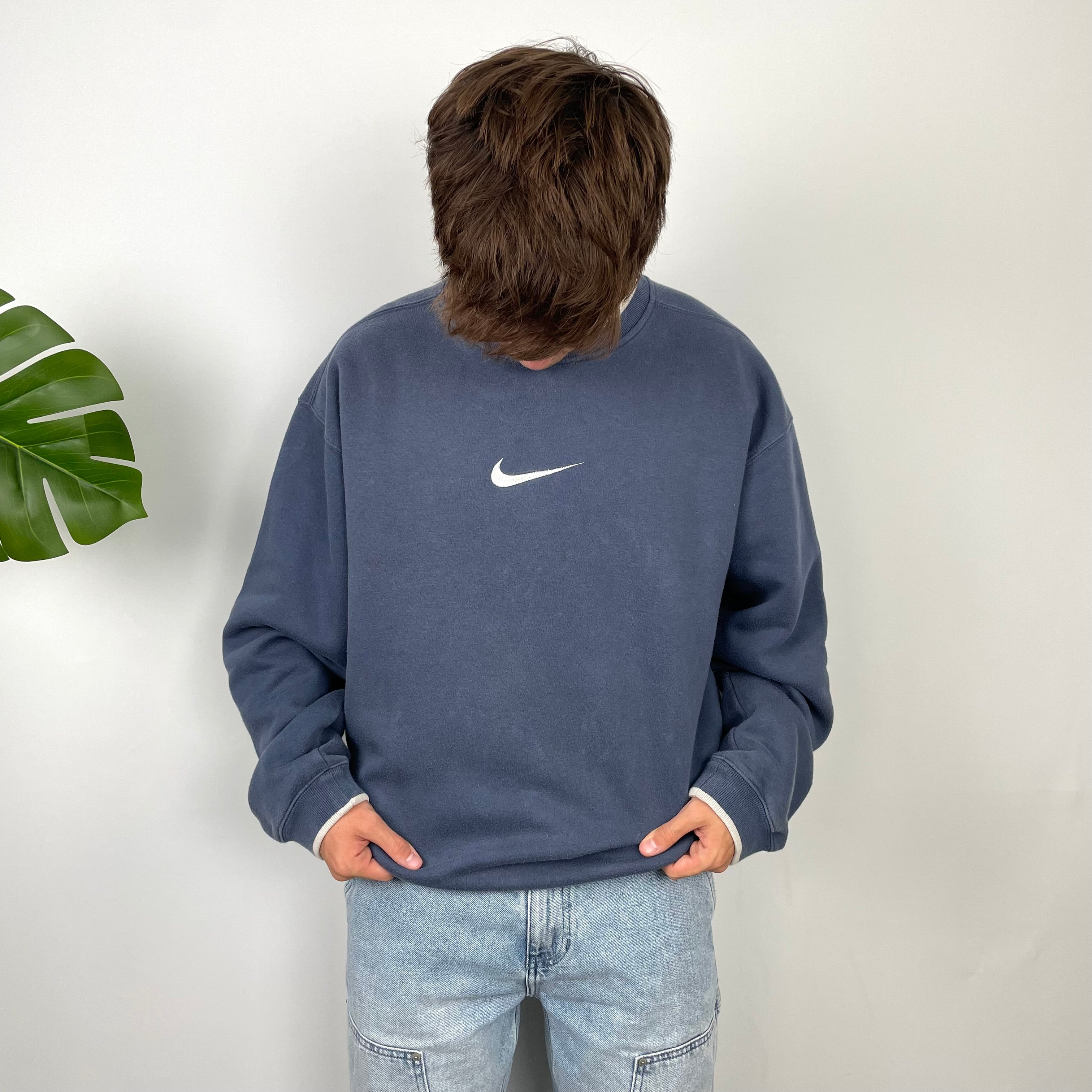 Nike Navy Embroidered Swoosh Sweatshirt (M)