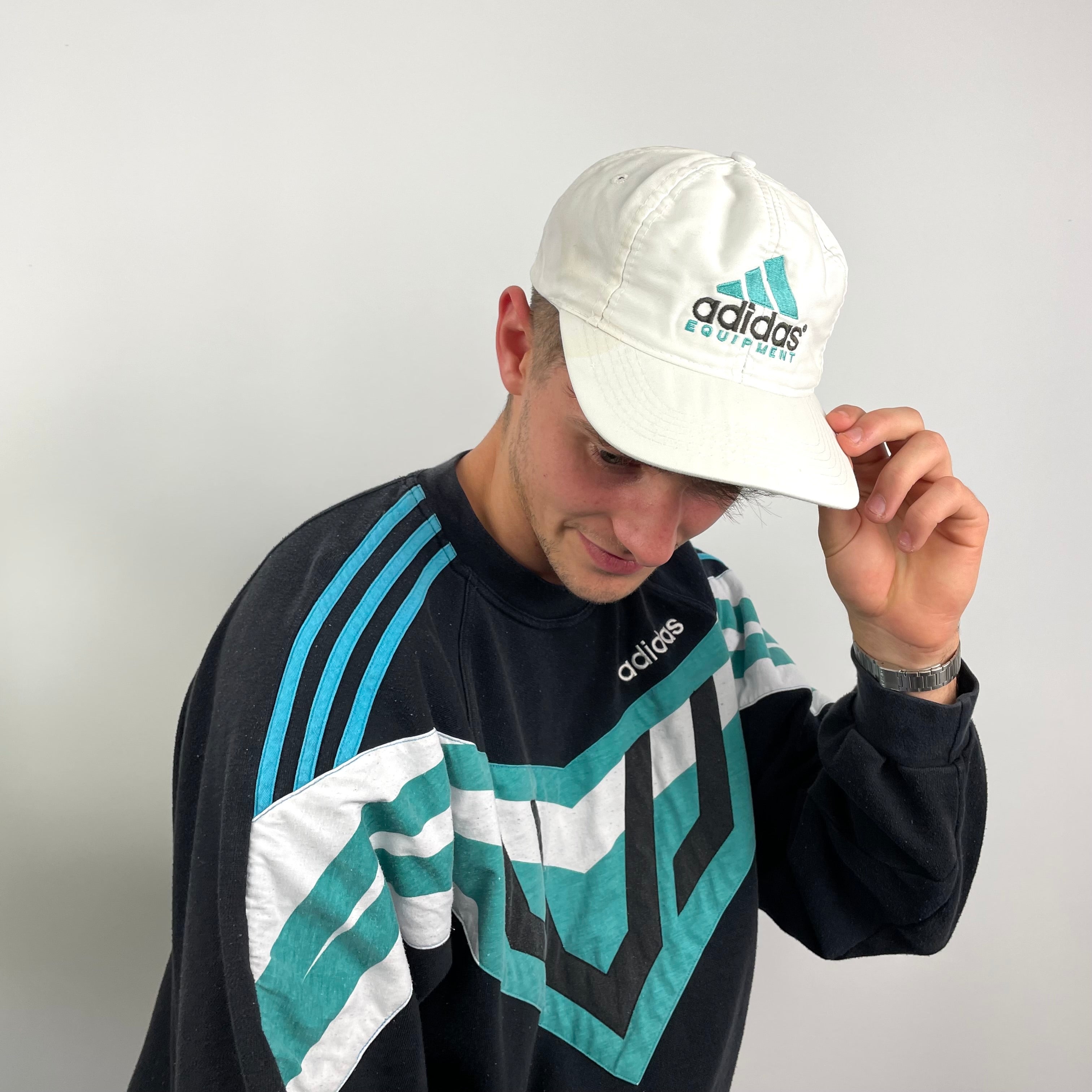 Adidas Equipment RARE White Embroidered Spell Out Cap