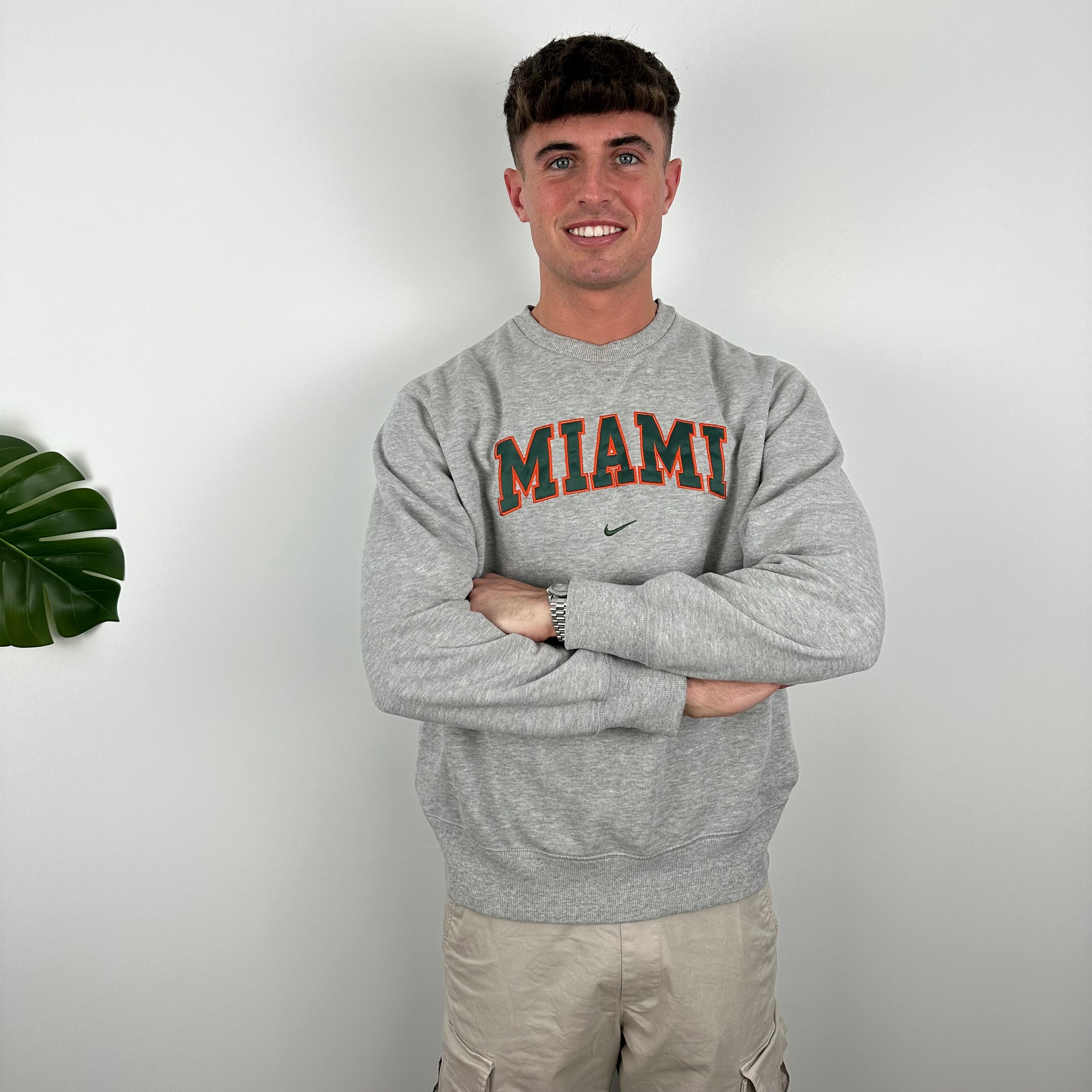 Nike X Miami Grey Embroidered Spell Out Sweatshirt (M)