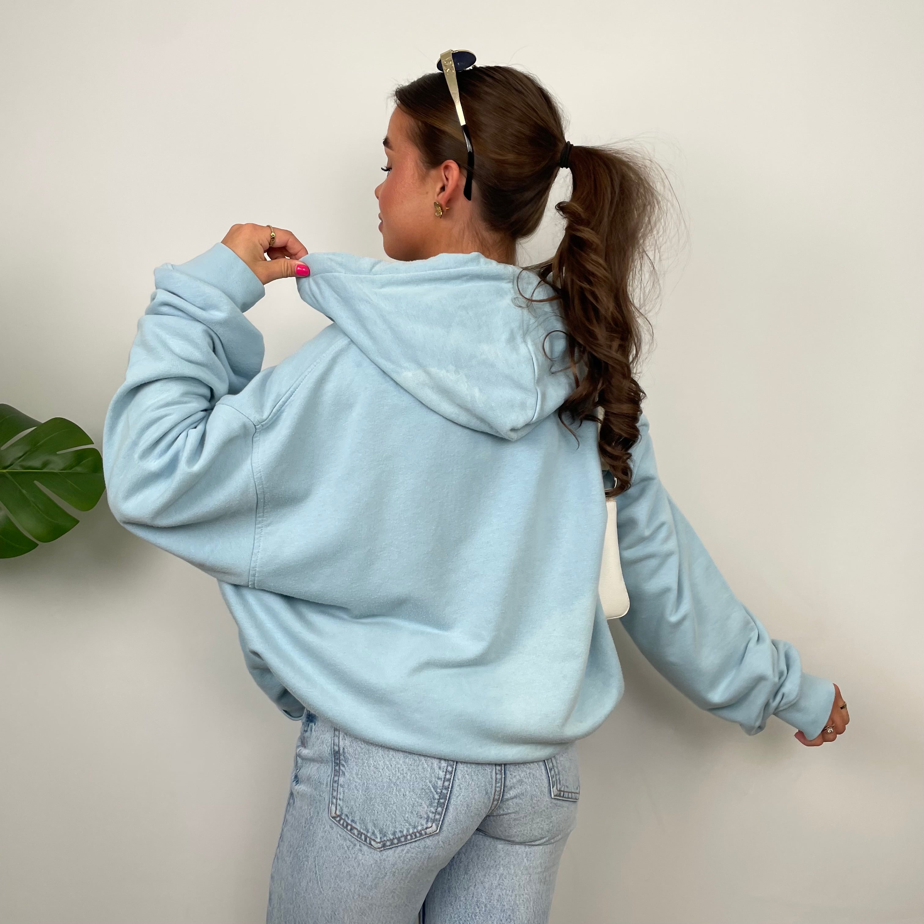 Nike Baby Blue Embroidered Spell Out Zip Up Jacket (XXL)