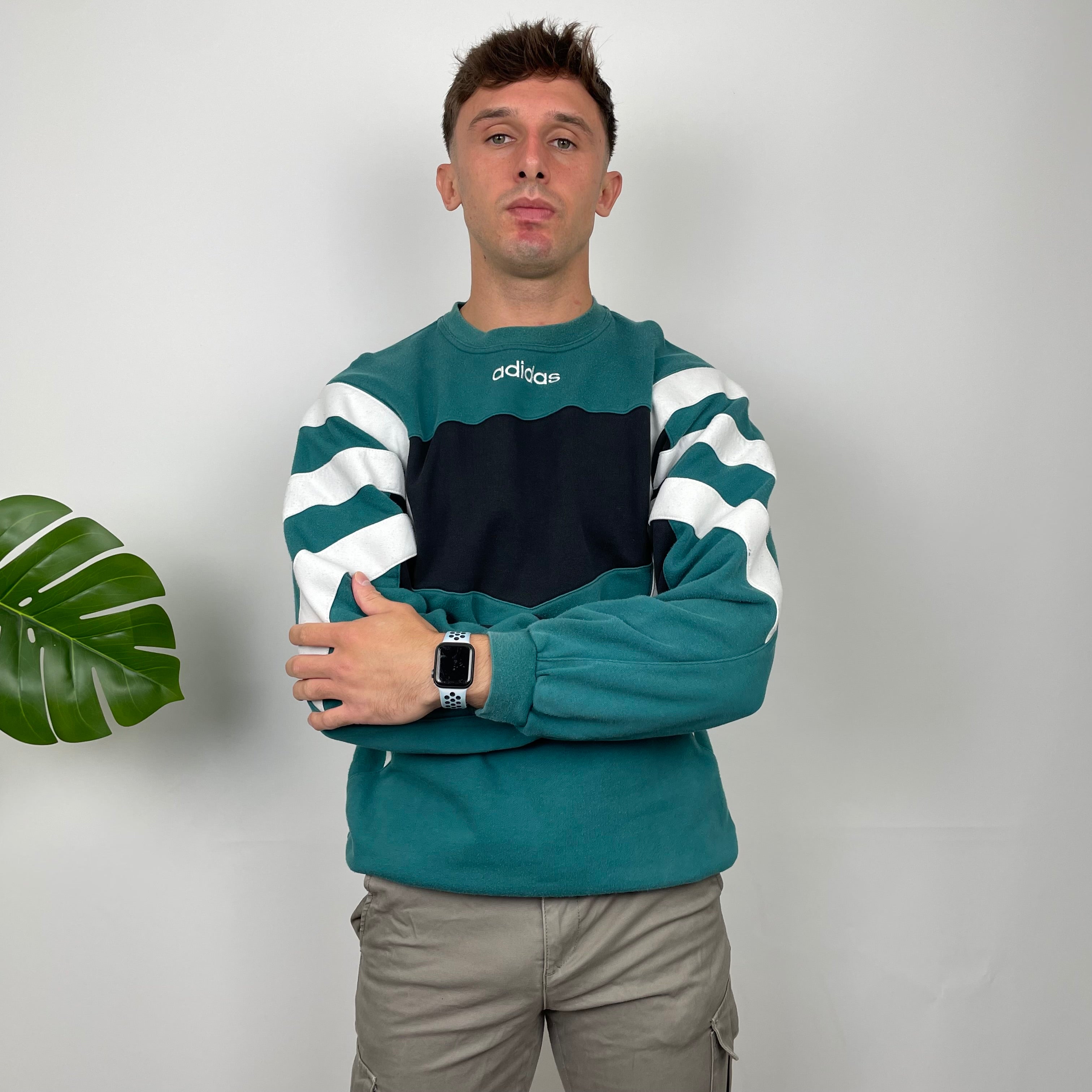 Adidas RARE Green Embroidered Spell Out Sweatshirt (L)