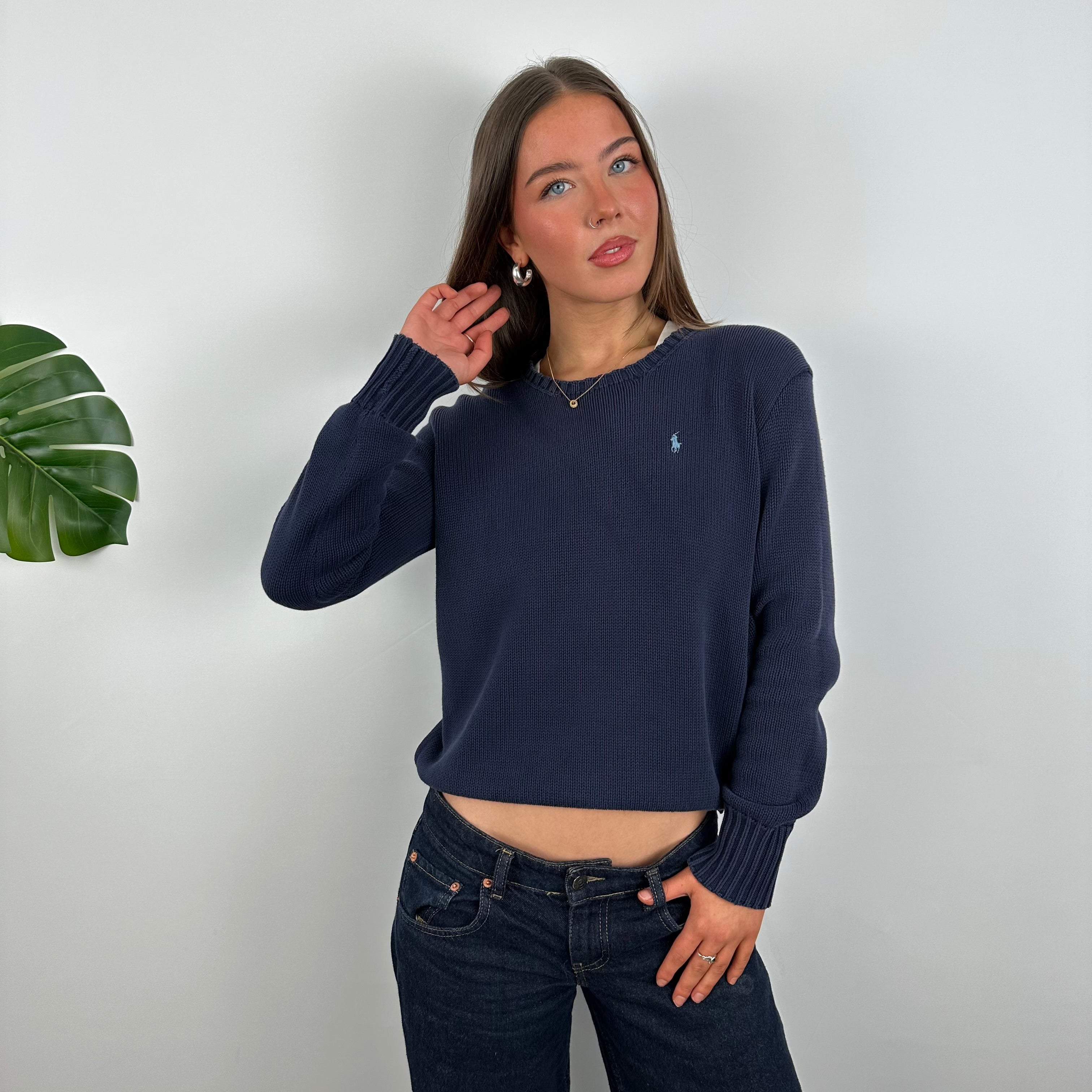Polo Ralph Lauren Navy Embroidered Logo Knitted Sweater (S)