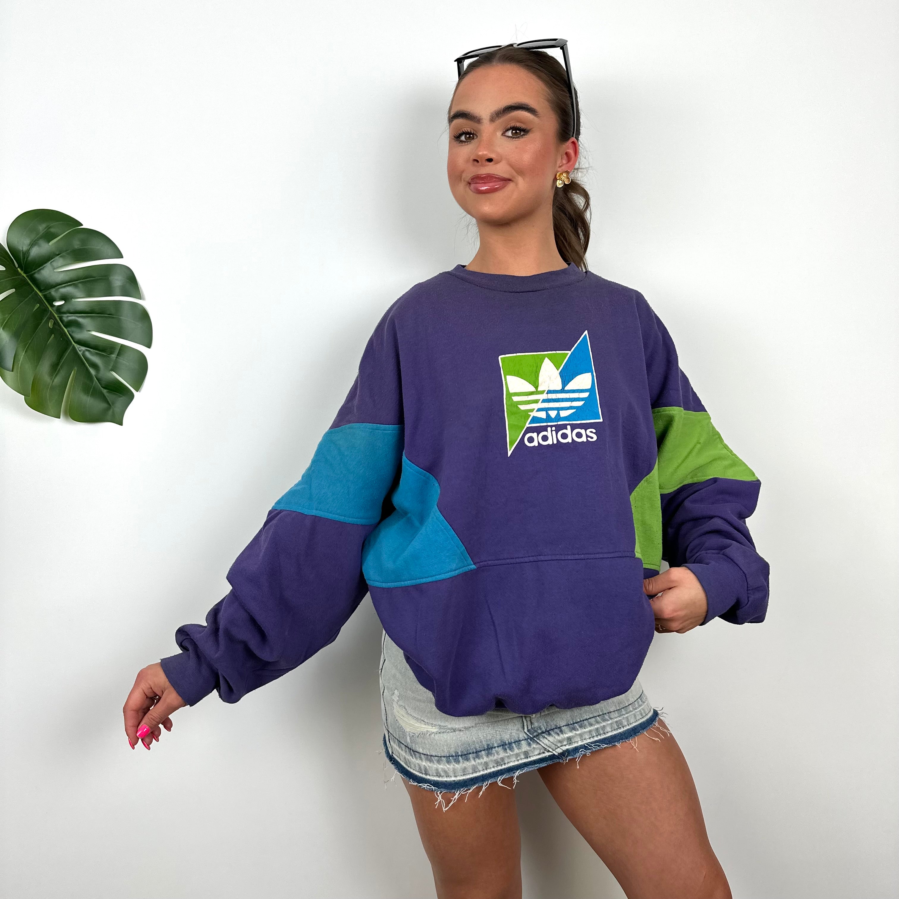 Adidas Purple Colour Block Sweatshirt (M)