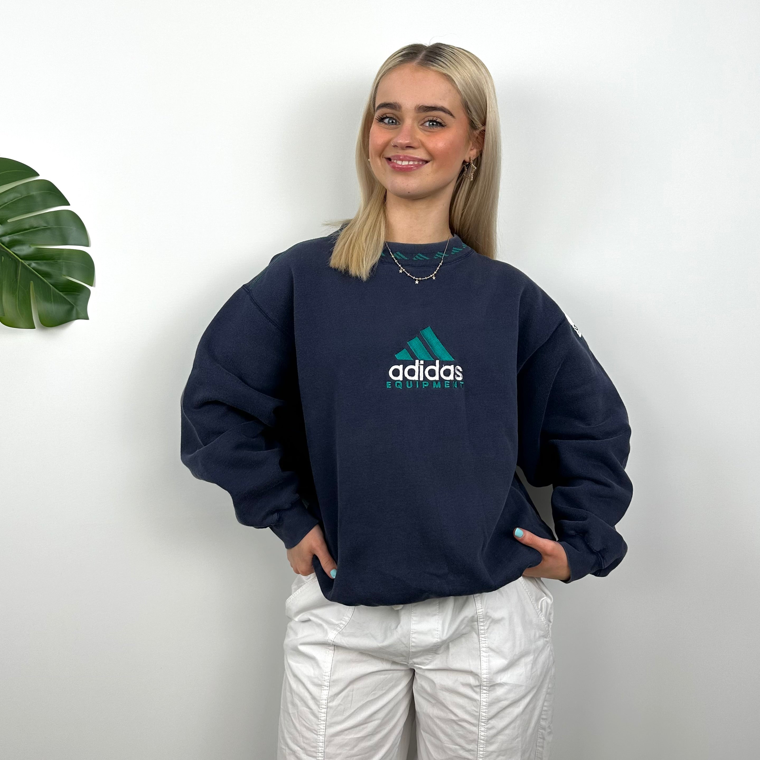 Adidas Equipment Navy Embroidered Spell Out Sweatshirt (M)