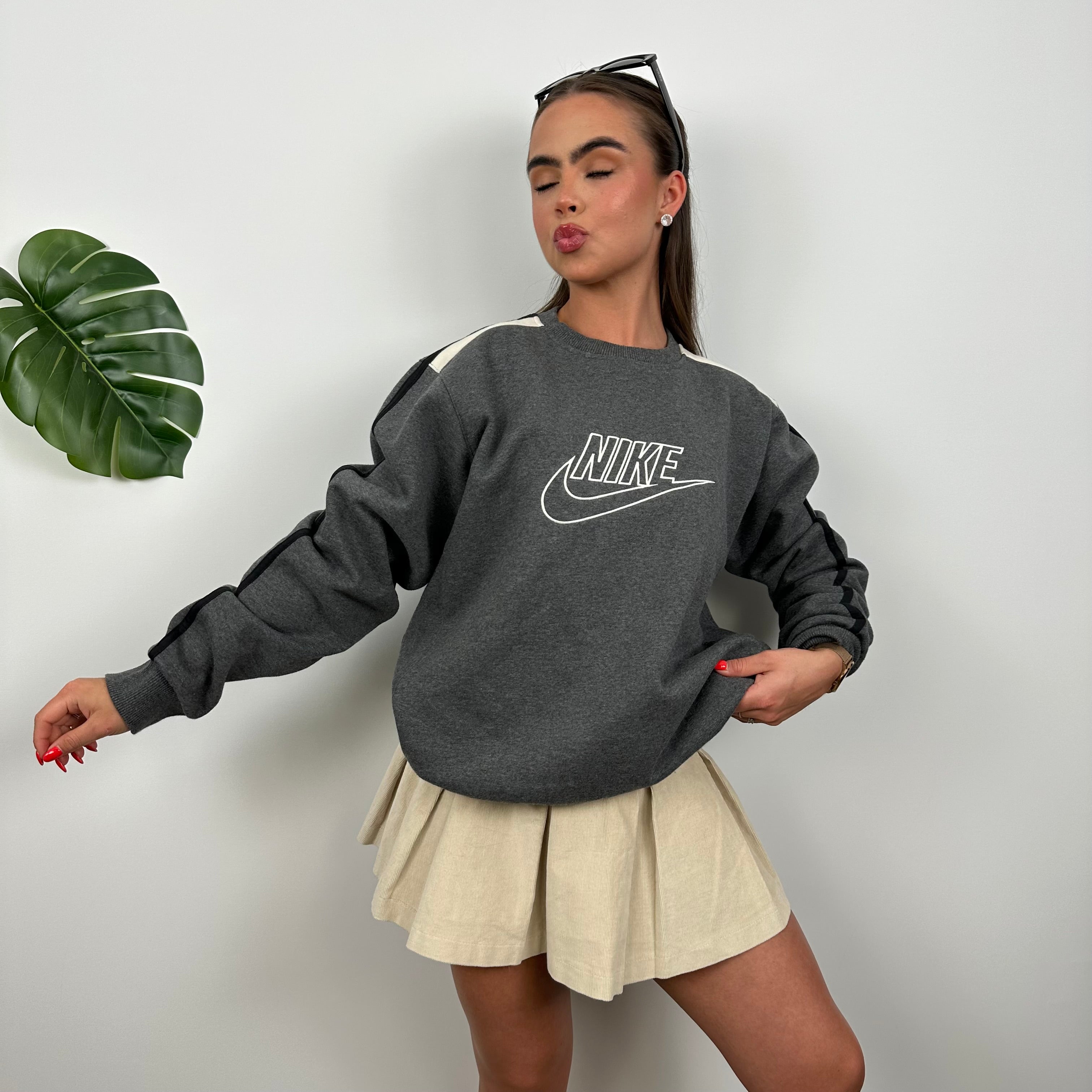 Nike Grey Embroidered Spell Out Sweatshirt (L)