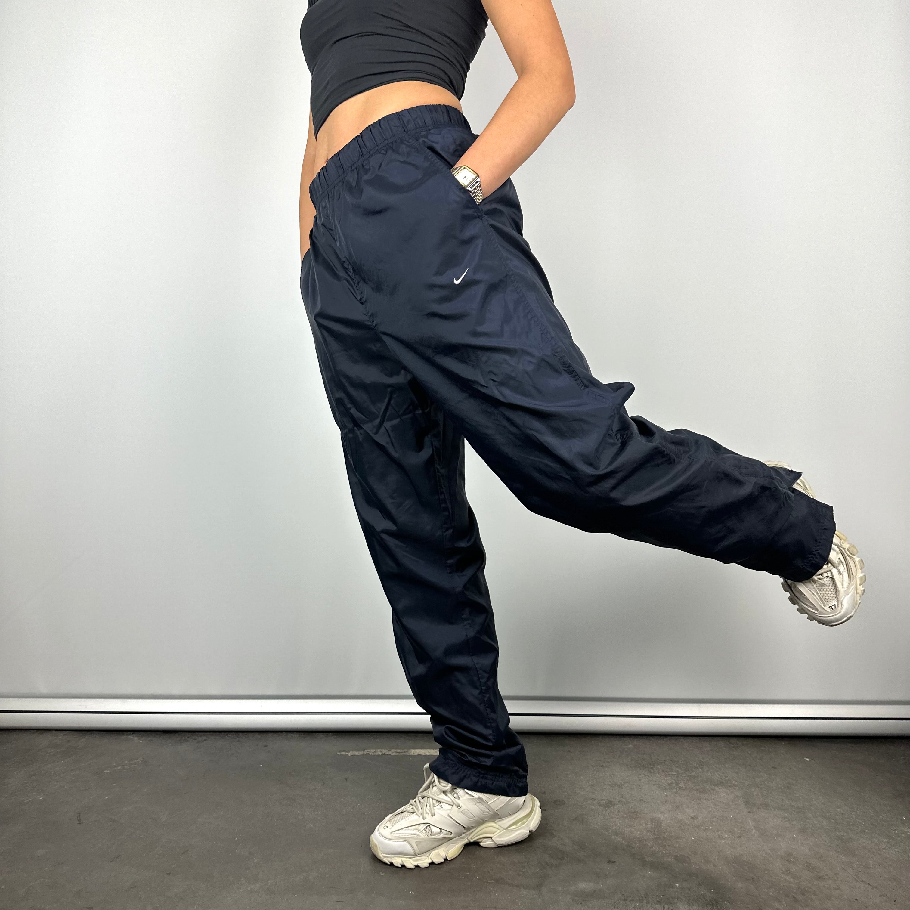 Nike Navy Embroidered Swoosh Track Pants (M)