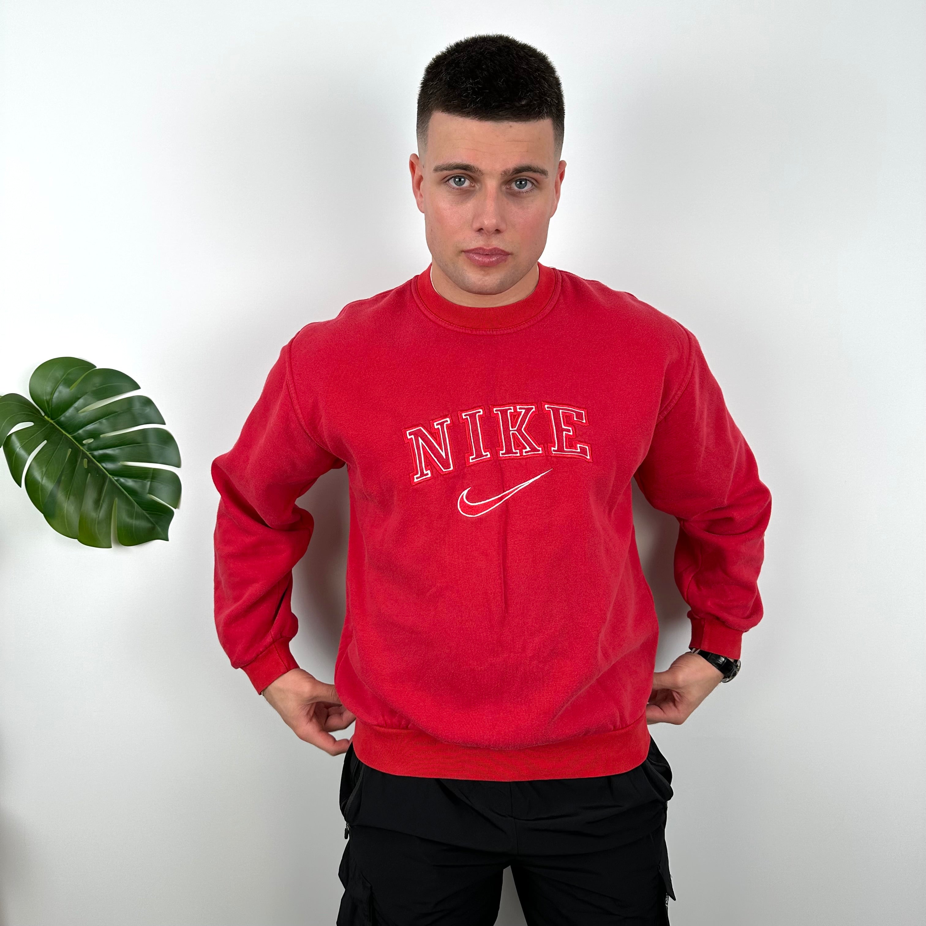 Nike Red Embroidered Spell Out Sweatshirt (M)