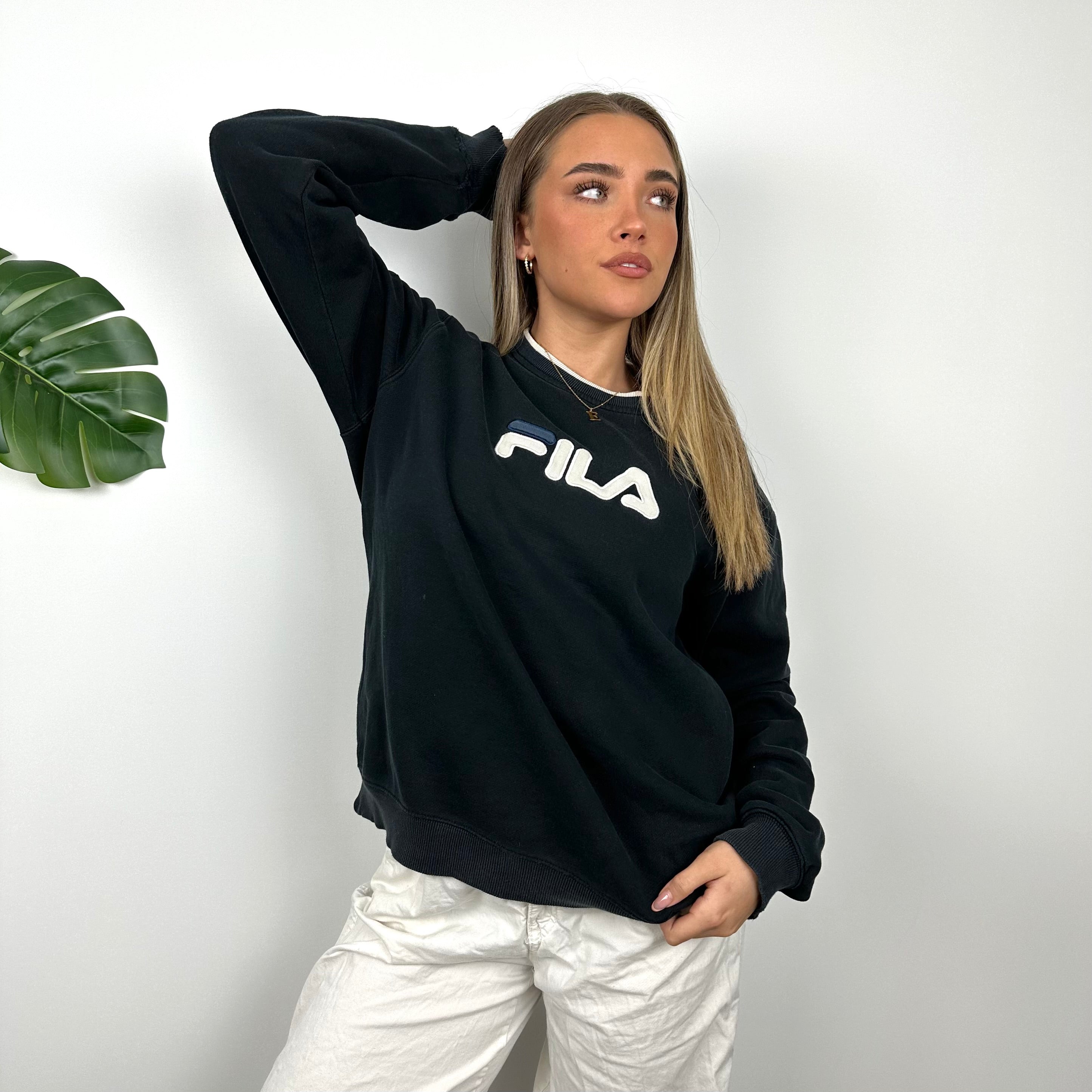 FILA Navy Embroidered Spell Out Sweatshirt (S)