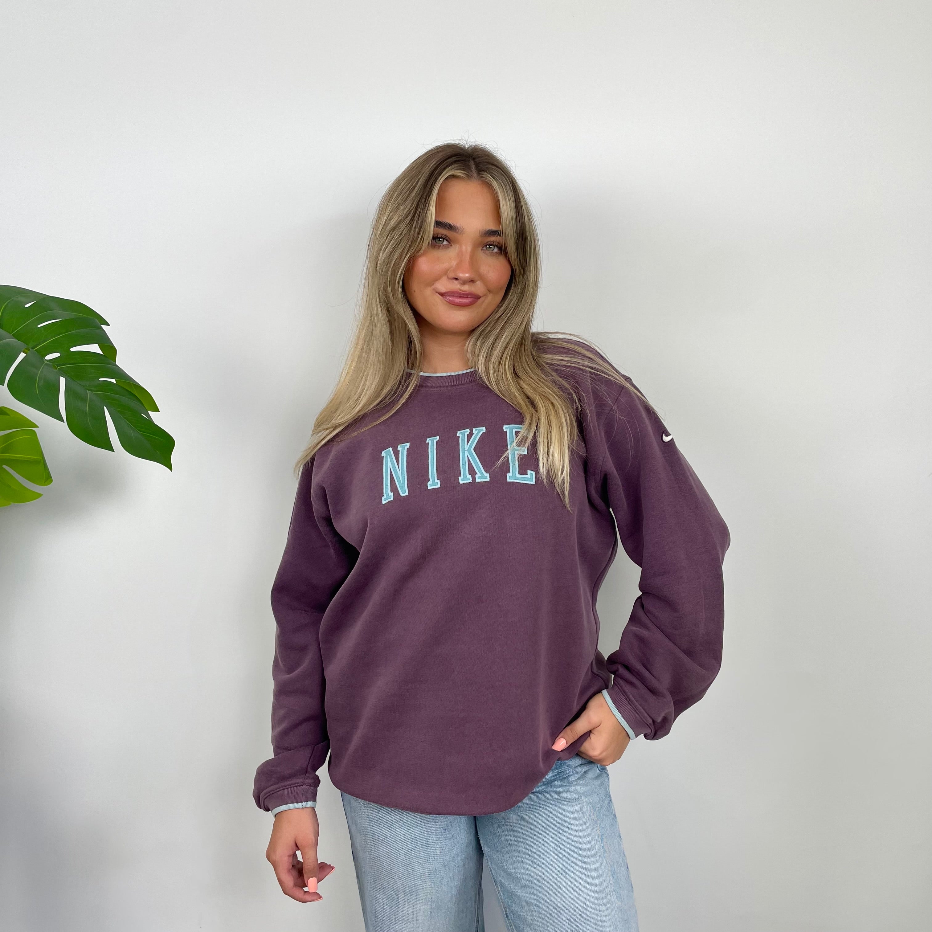 Nike Purple Embroidered Spell Out Sweatshirt (L)