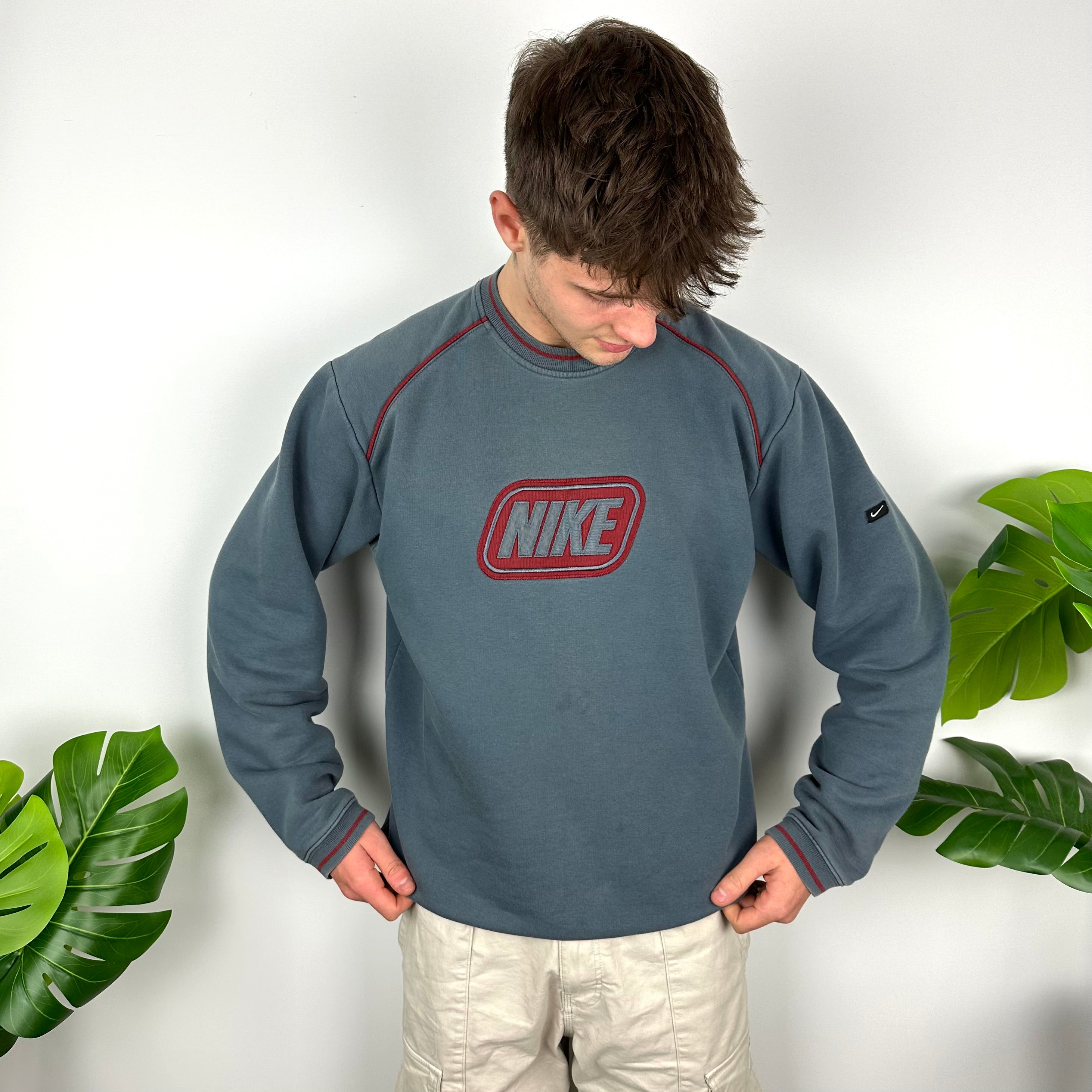 Nike Blue Embroidered Spell Out Sweatshirt (L)