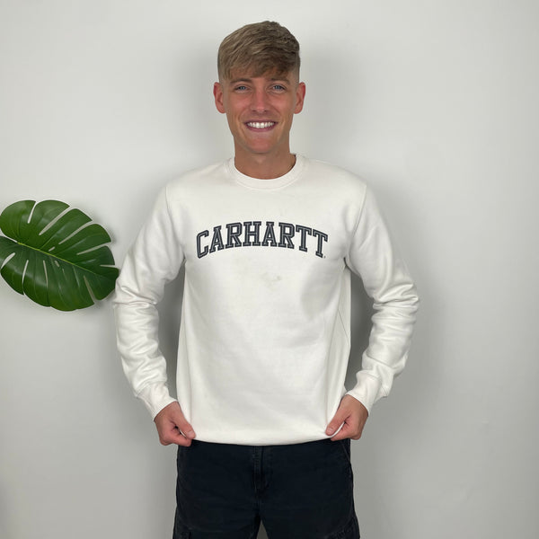 Carhartt RARE White Embroidered Spell Out Sweatshirt (L)