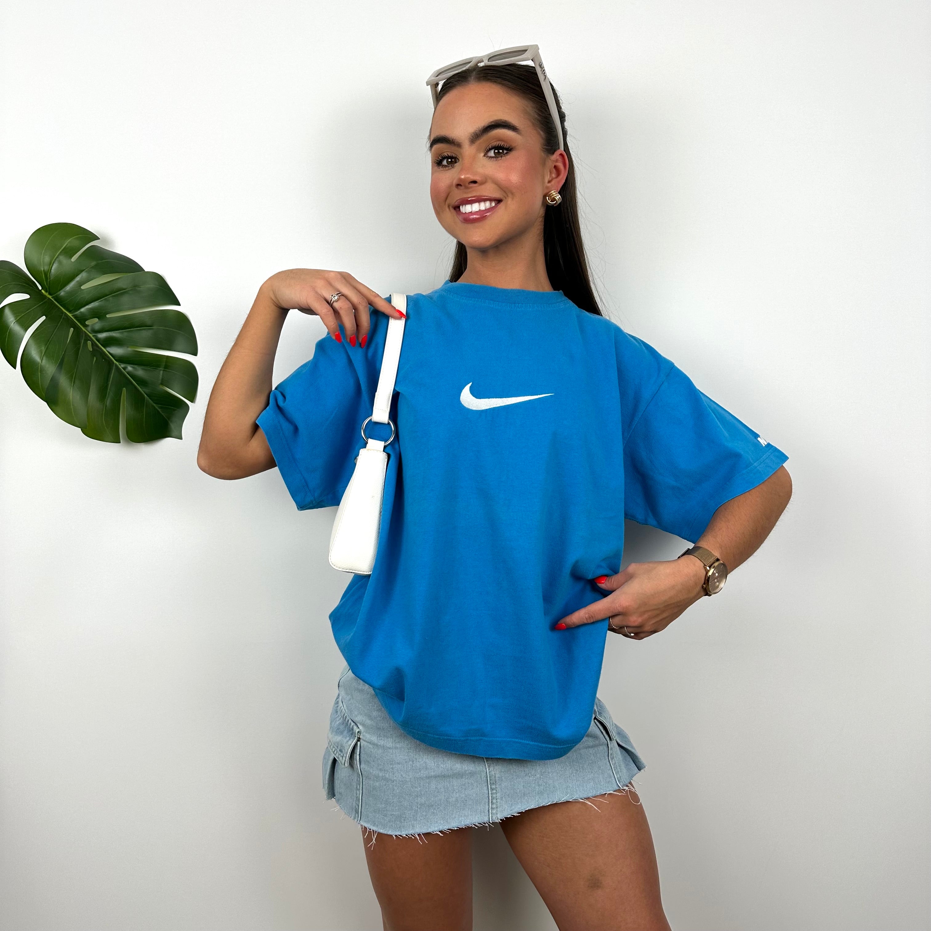 Nike Blue Embroidered Swoosh T Shirt (L)