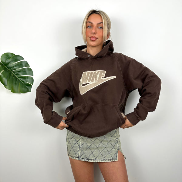 Nike Brown Embroidered Spell Out Hoodie (M)