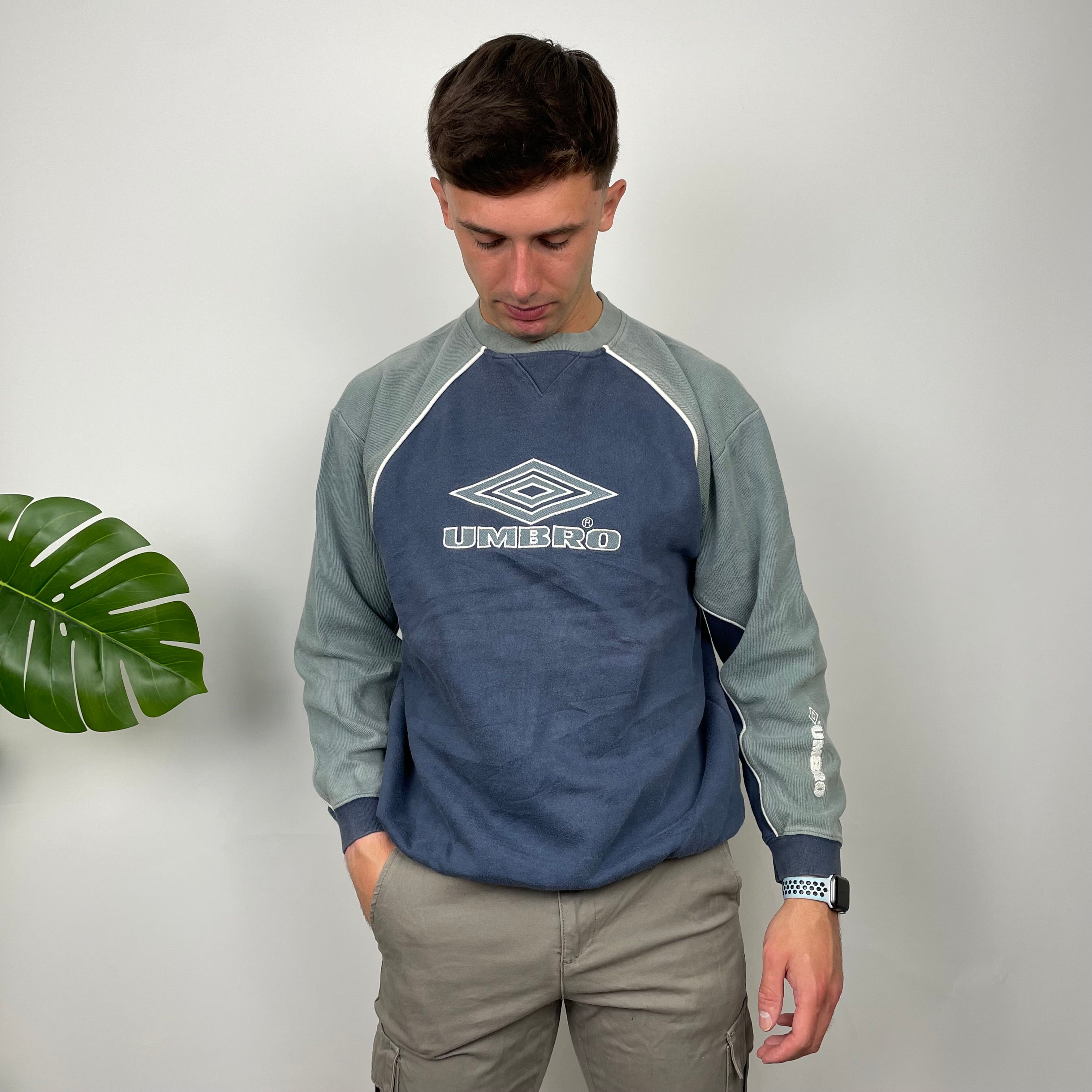 Umbro Blue Embroidered Spell Out Sweatshirt (L)