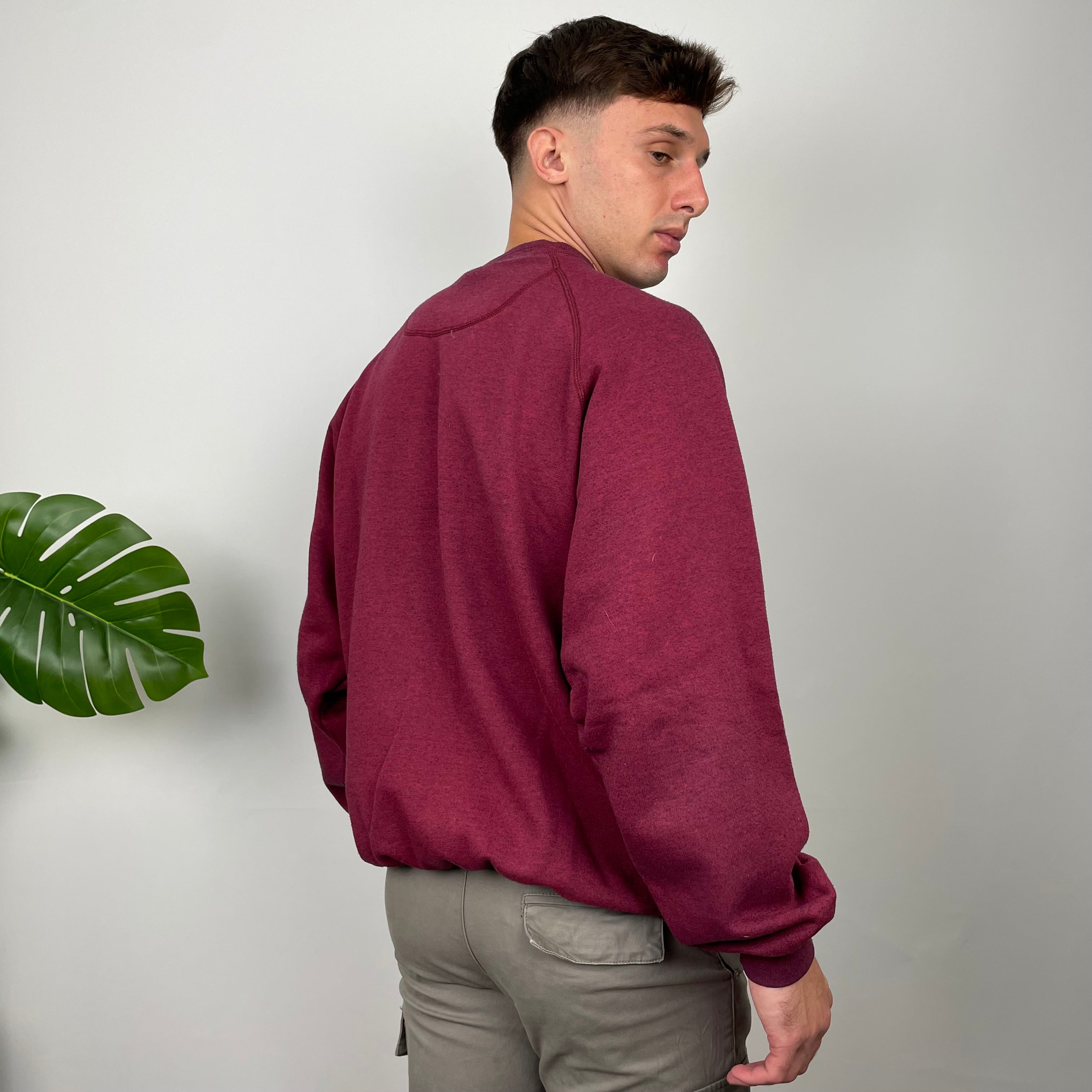 Adidas Maroon Embroidered Spell Out Sweatshirt (L)