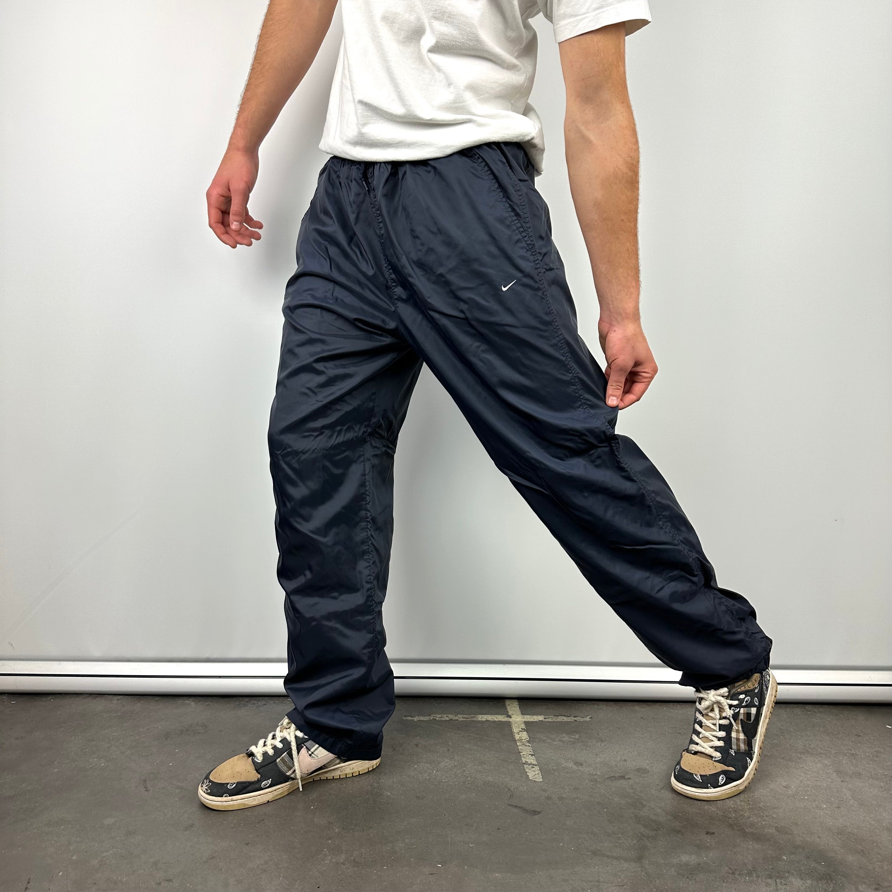 Nike Navy Embroidered Swoosh Track Pants (XL)